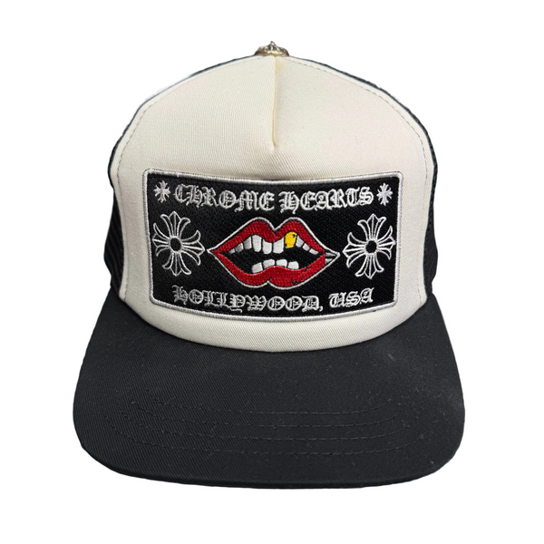 Chrome Hearts Chomper Hollywood Trucker Hat Black White
