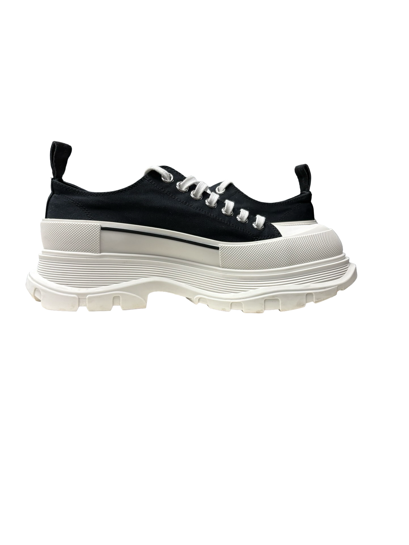Alexander McQueen Tread Slick Lace-Up Sneakers Black/White