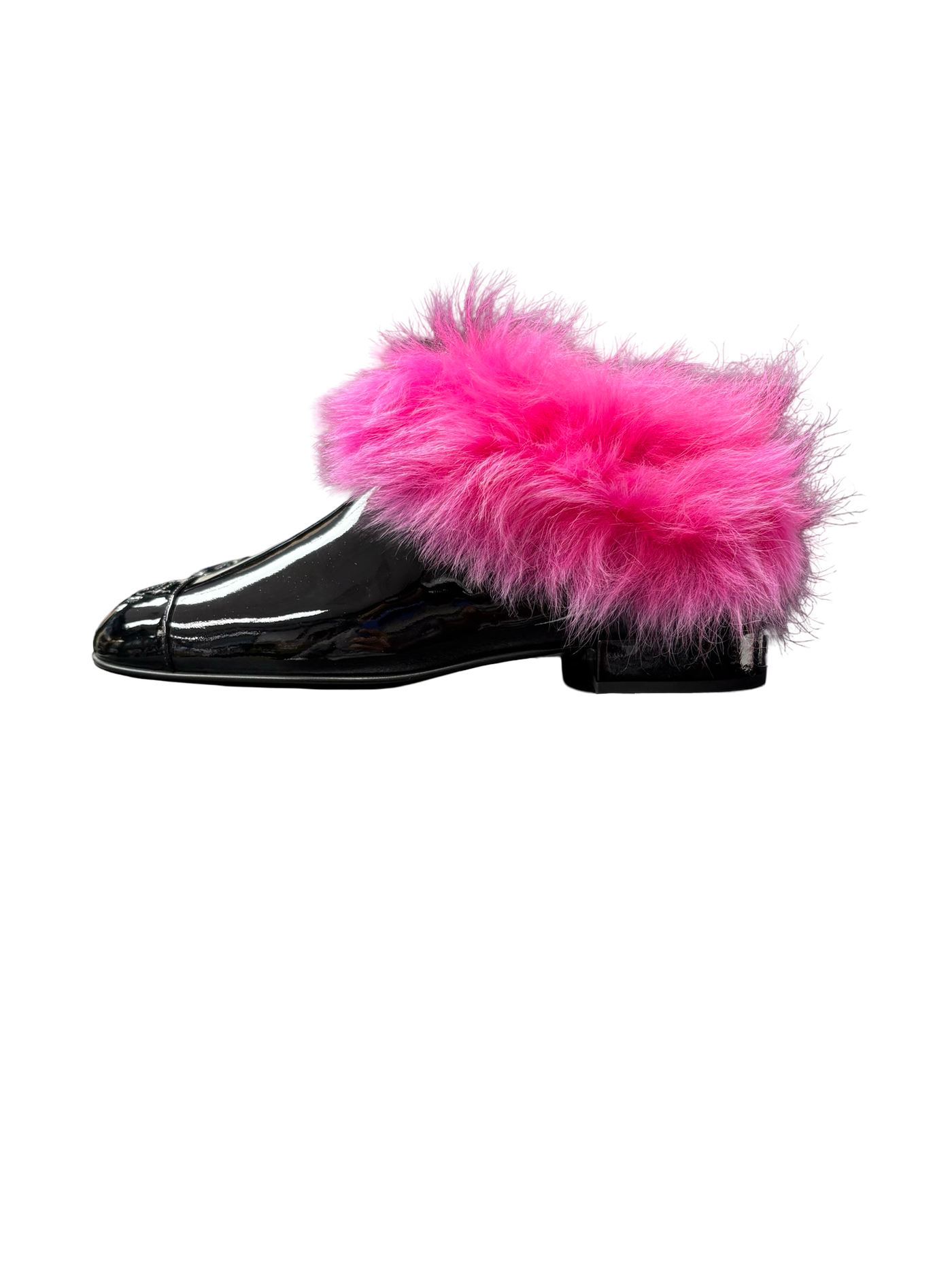 Chanel 23S CC Interlocking Logo Furry Shoes Black