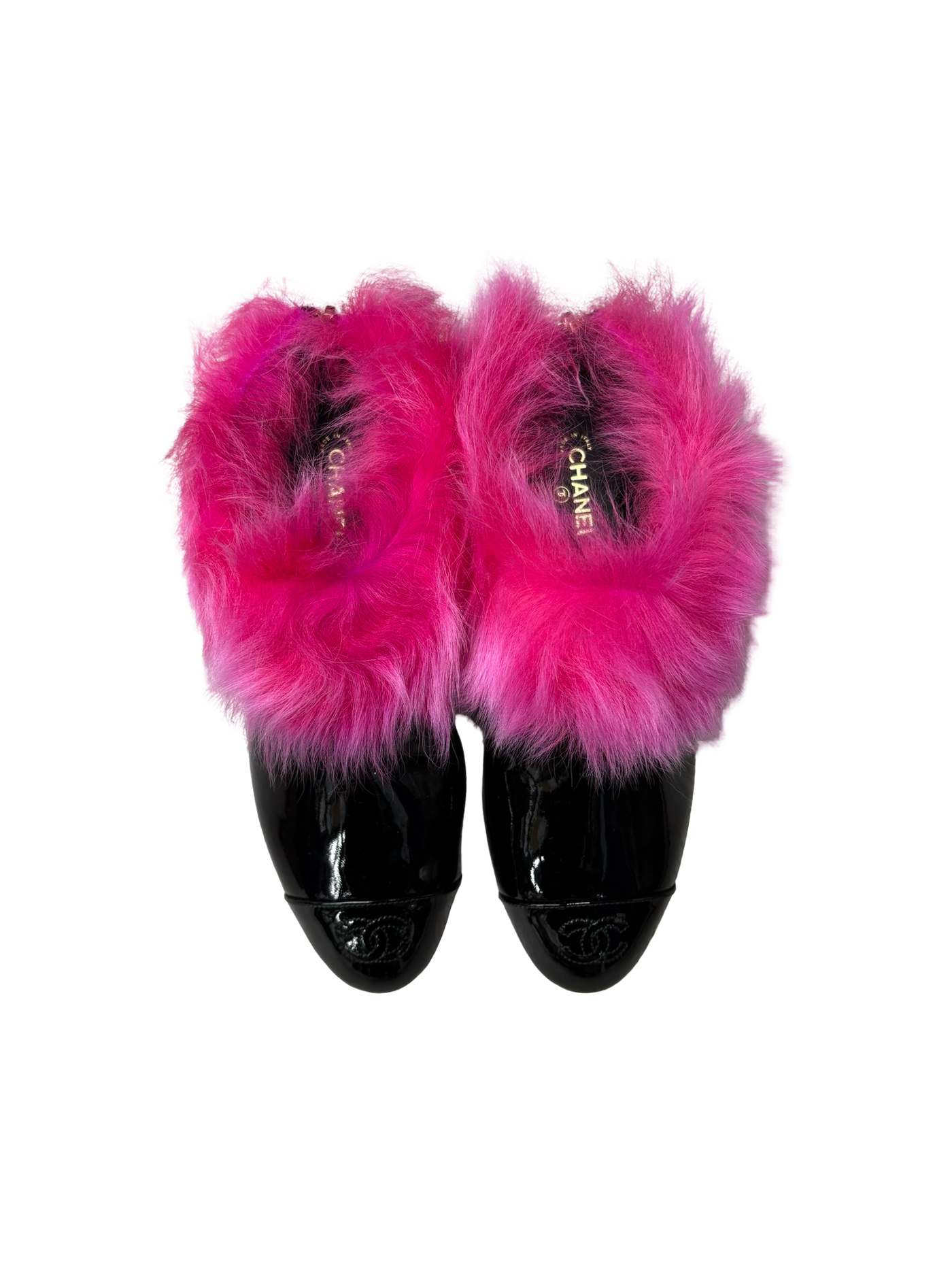 Chanel 23S CC Interlocking Logo Furry Shoes Black