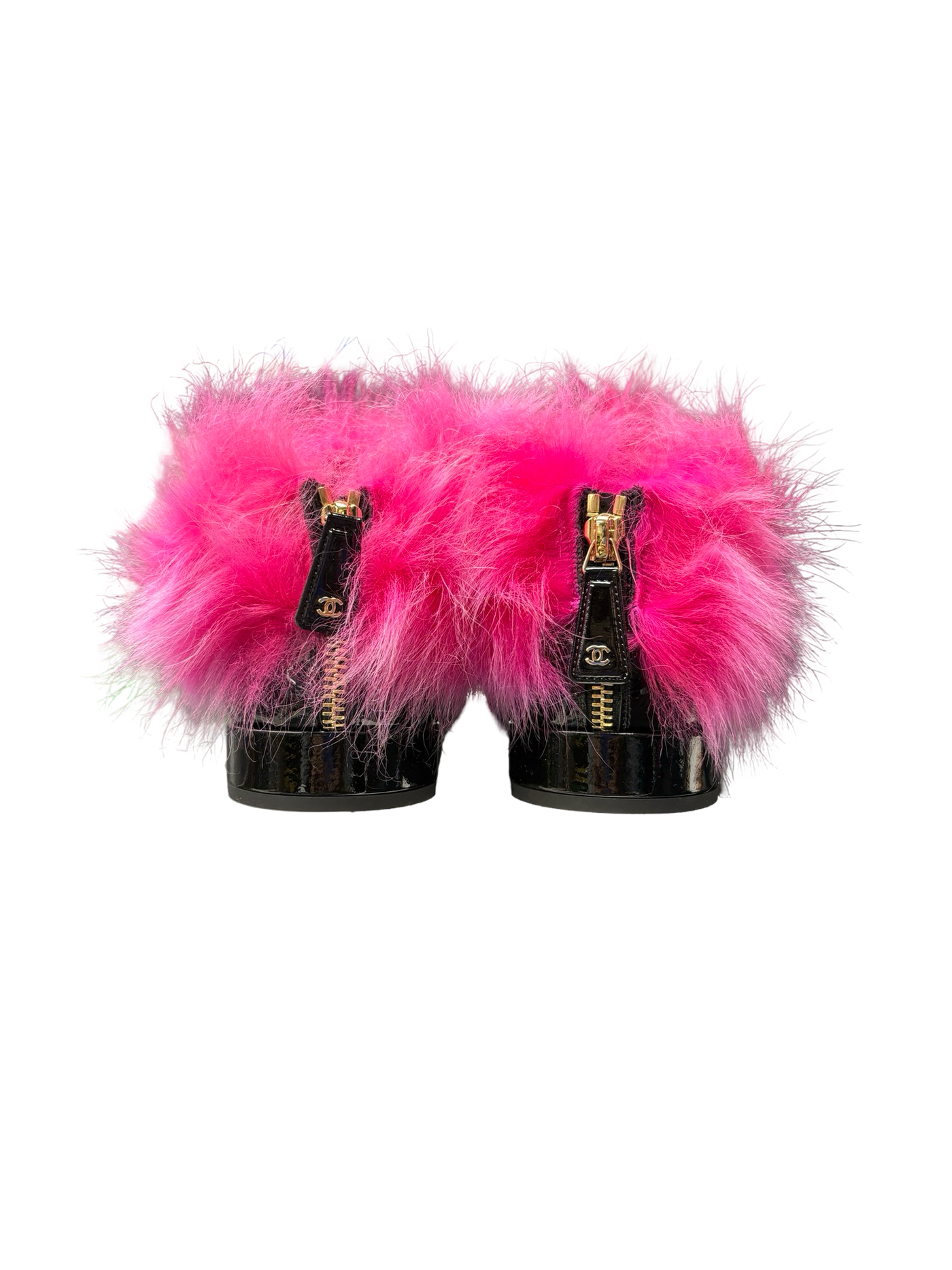 Chanel 23S CC Interlocking Logo Furry Shoes Black