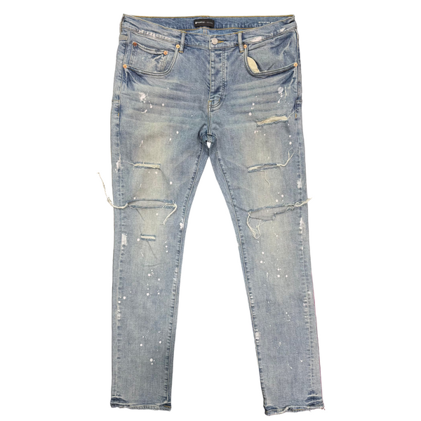 Purple Brand Paint Splatter Distressed Jeans Blue