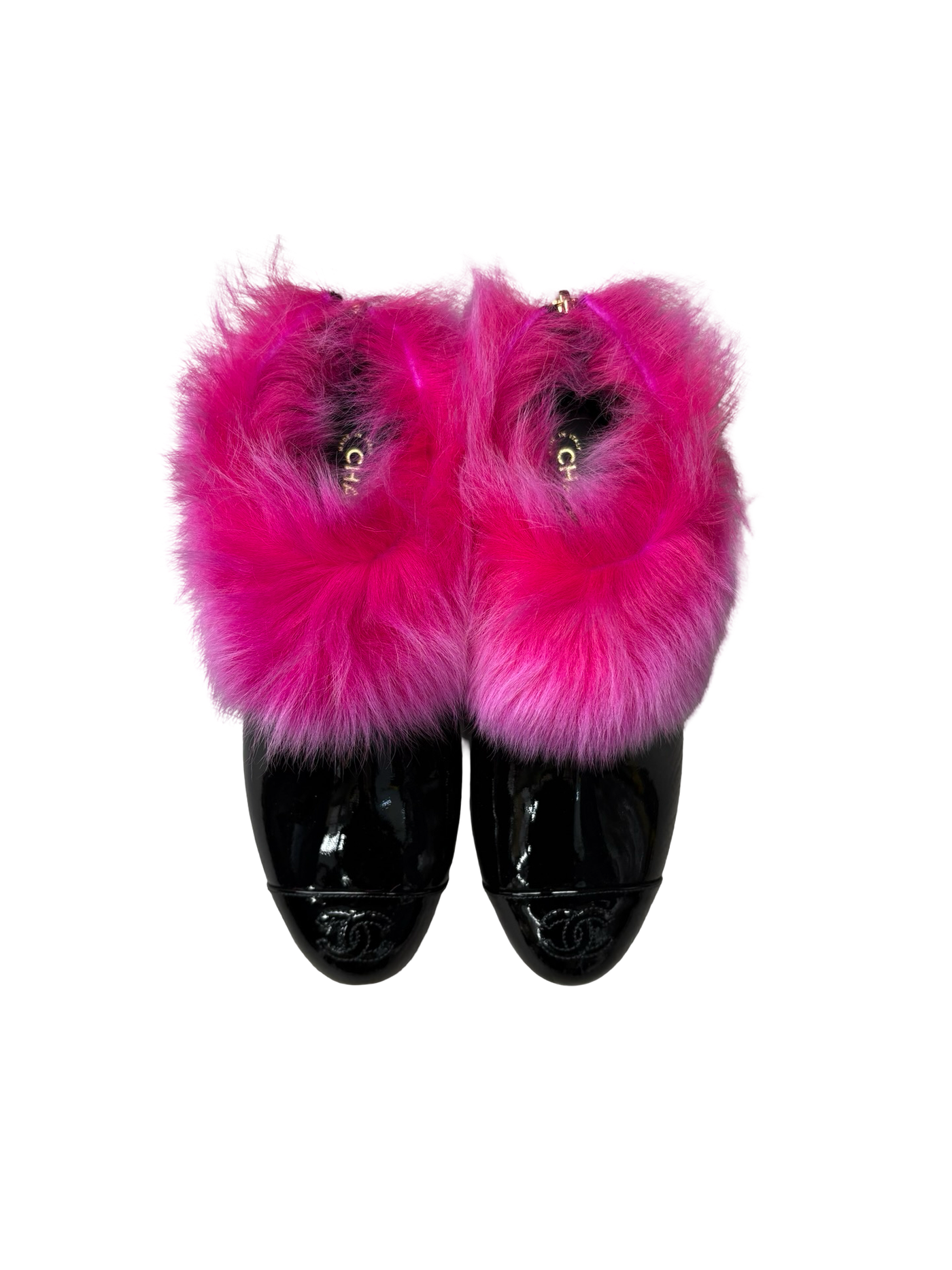 Chanel 23S CC Interlocking Logo Furry Shoes Black