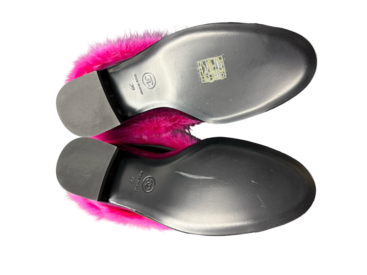 Chanel 23S CC Interlocking Logo Furry Shoes Black
