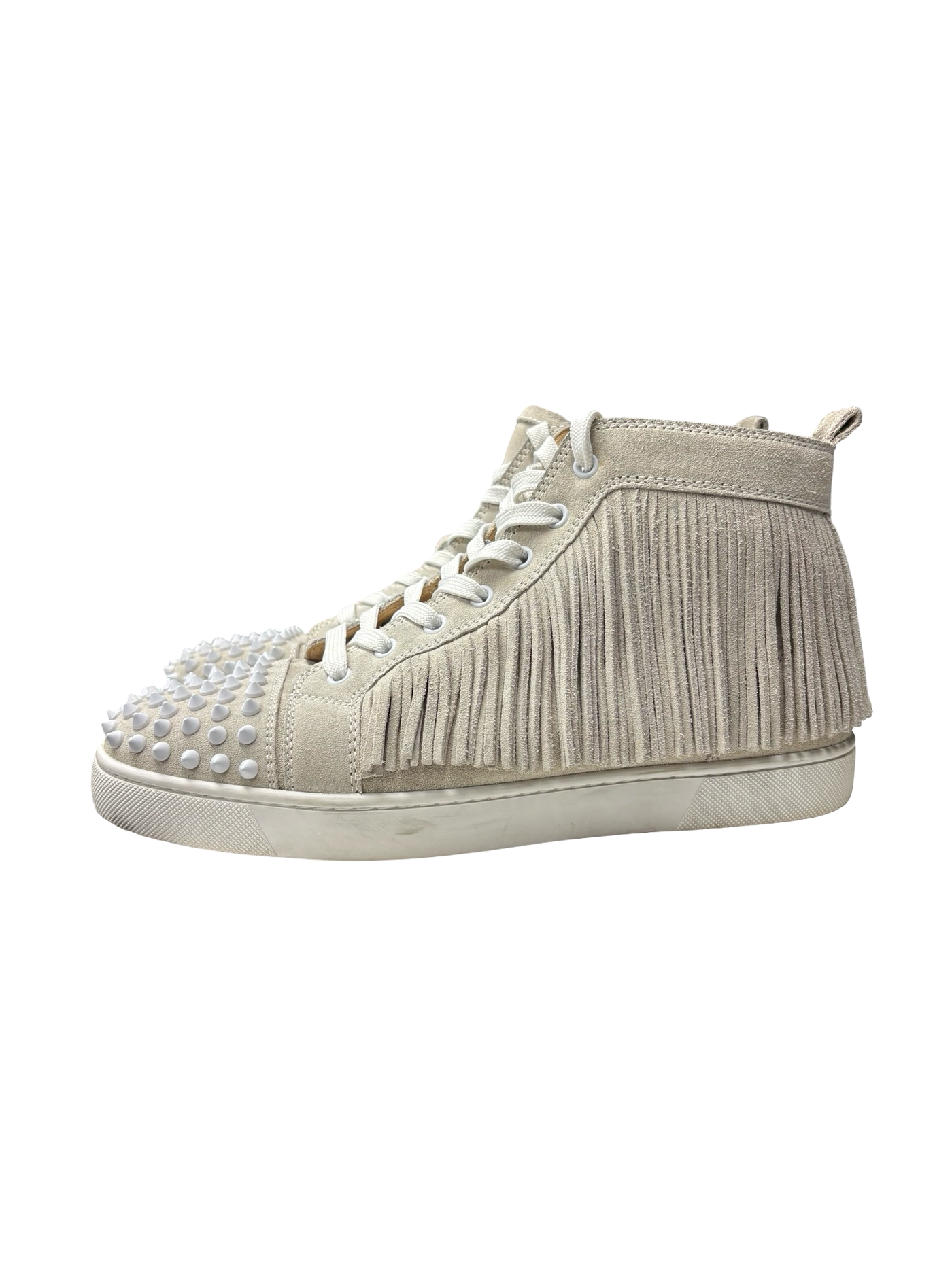 Christian Louboutin High Top Suede Sneakers White