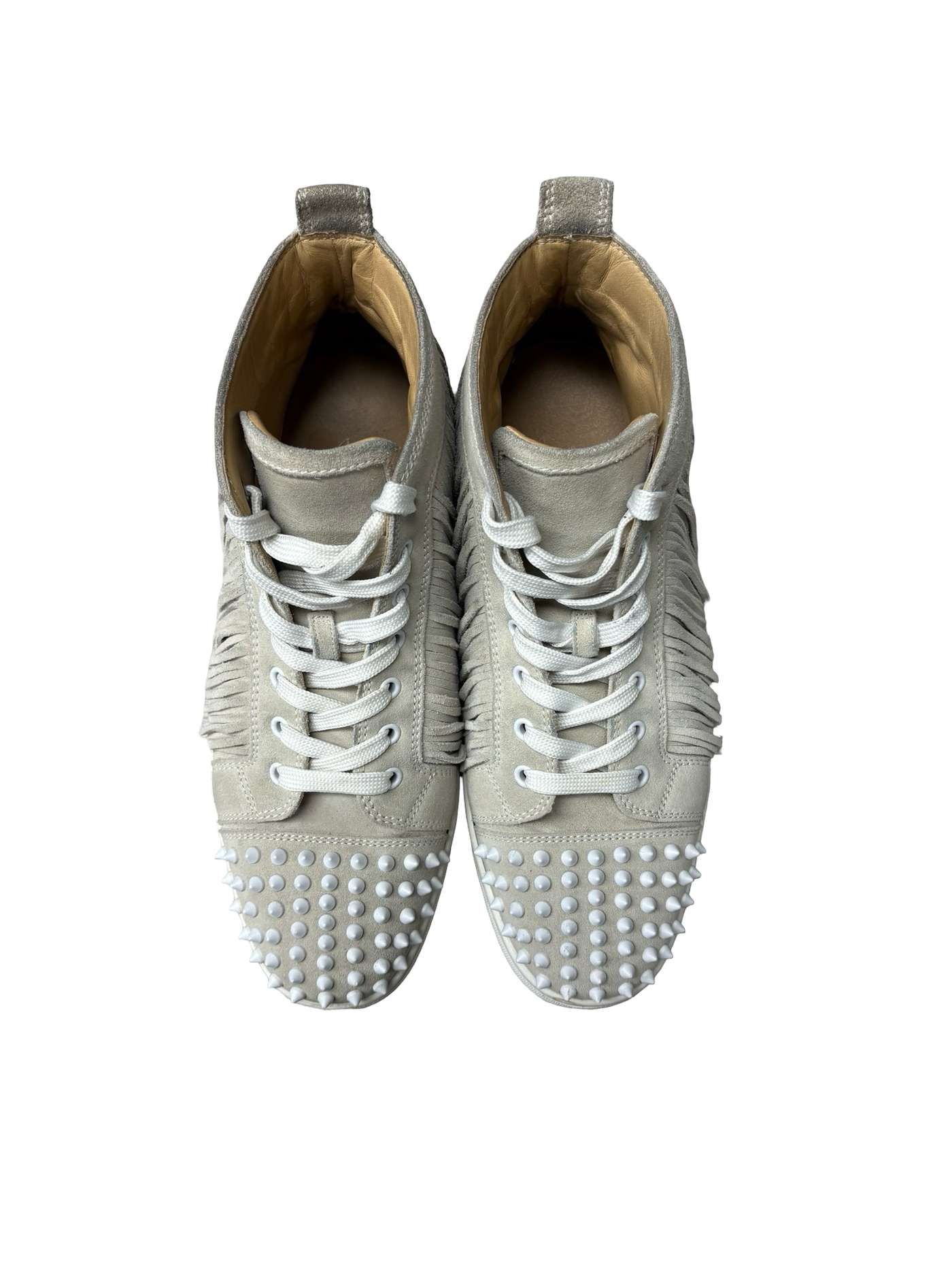 Christian Louboutin High Top Suede Sneakers White