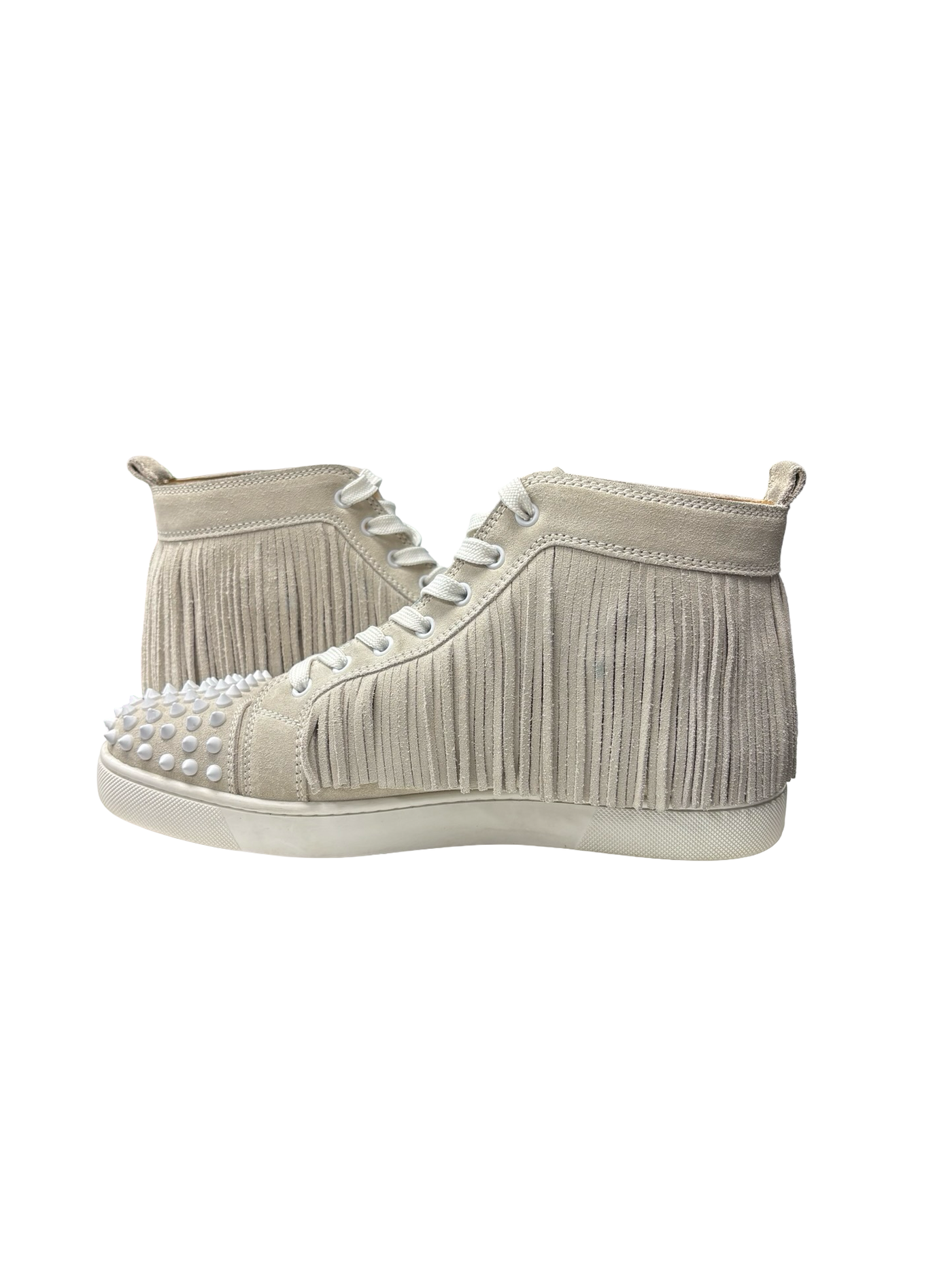 Christian Louboutin High Top Suede Sneakers White