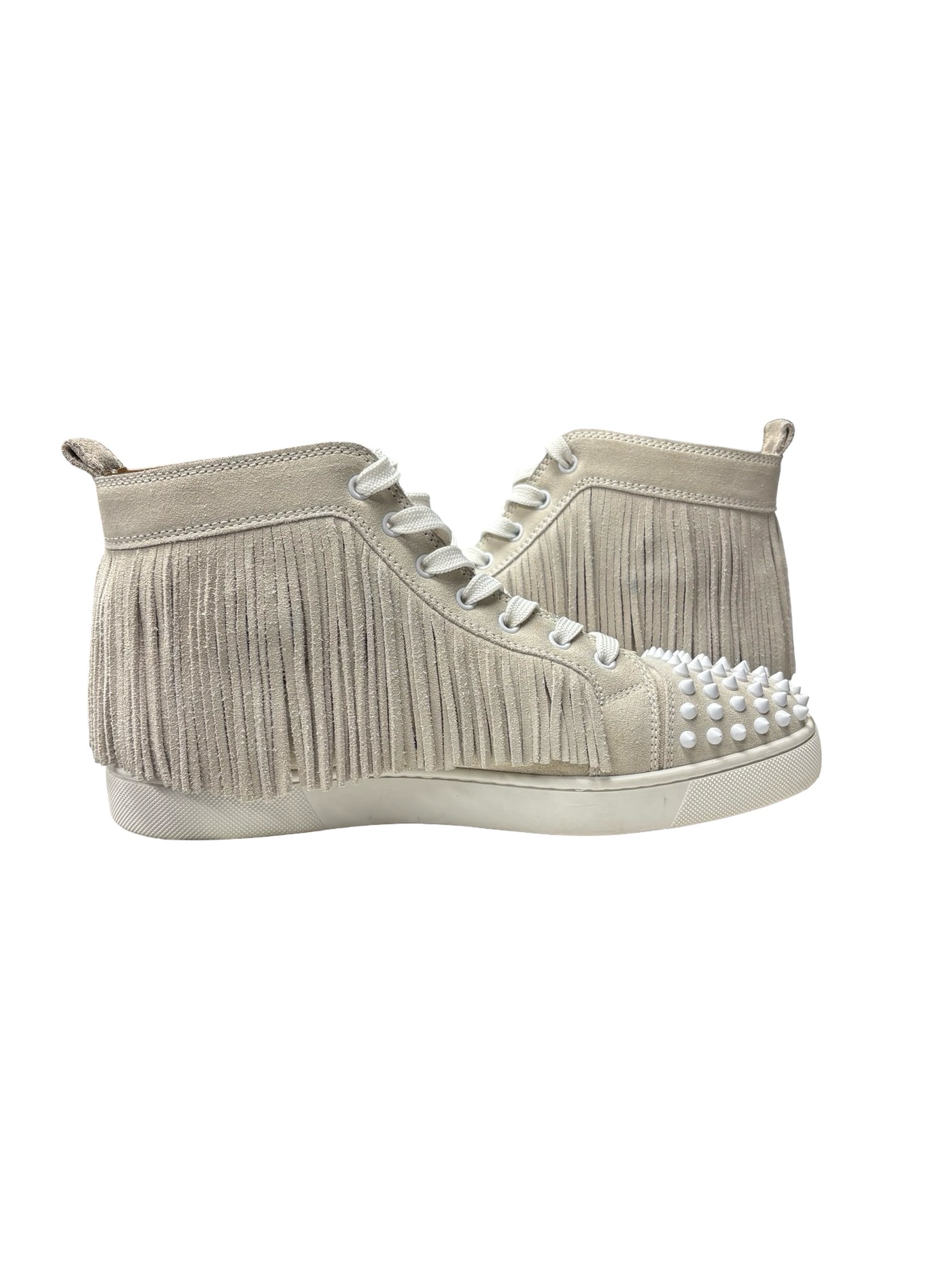 Christian Louboutin High Top Suede Sneakers White