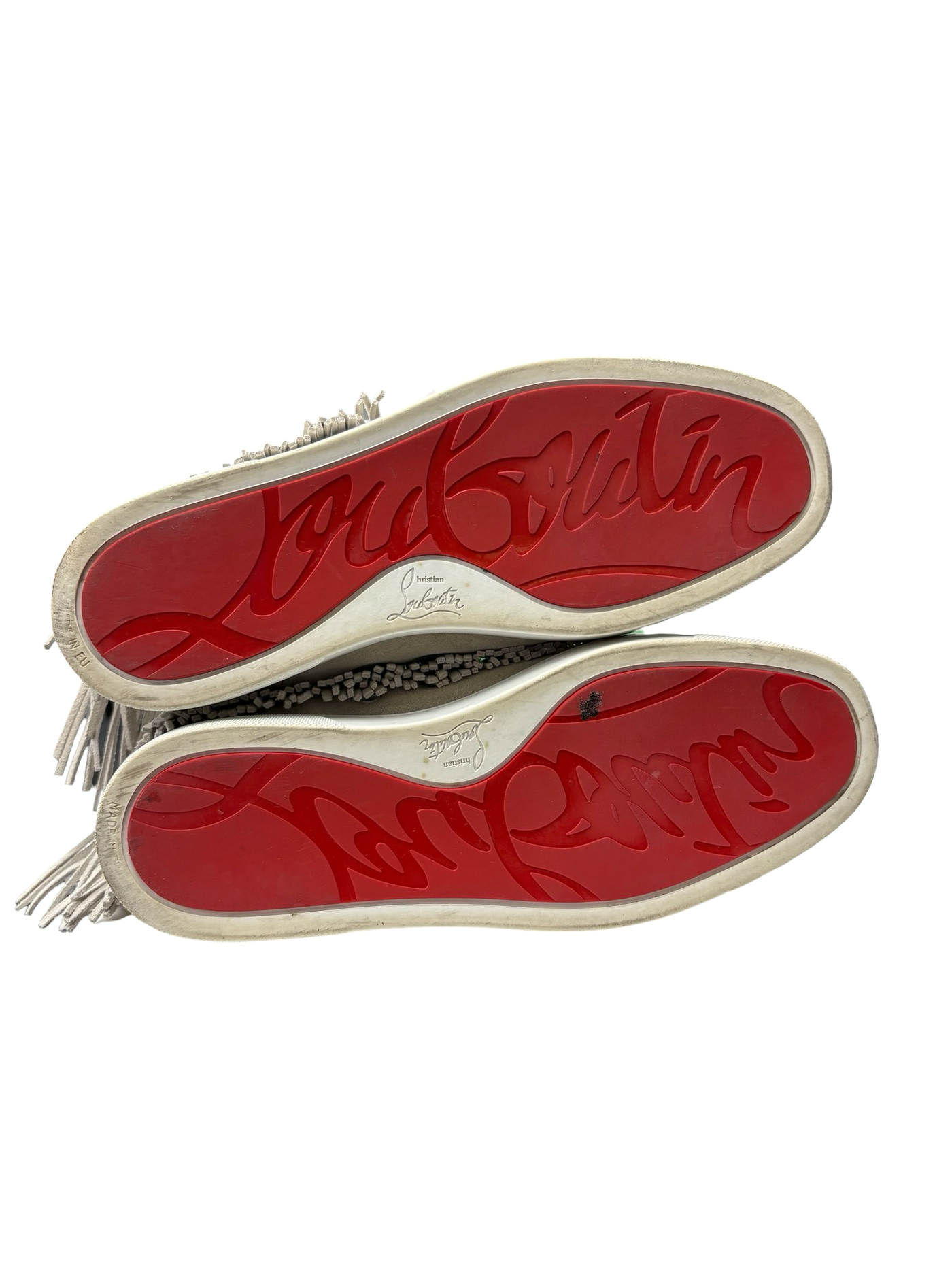 Christian Louboutin High Top Suede Sneakers White