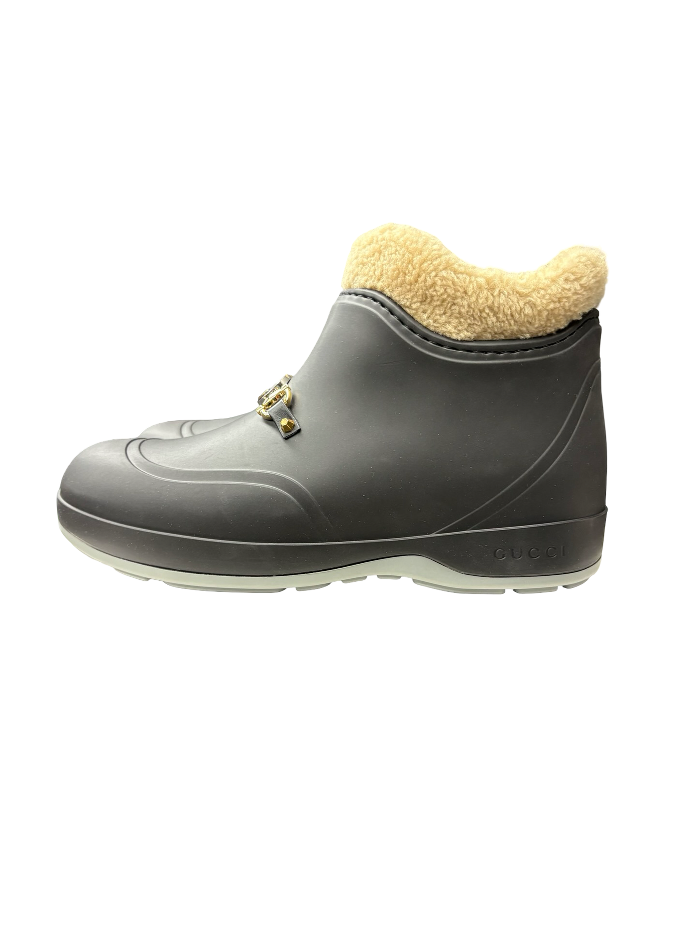Gucci Rubber Horsebit Ankle Boots Black