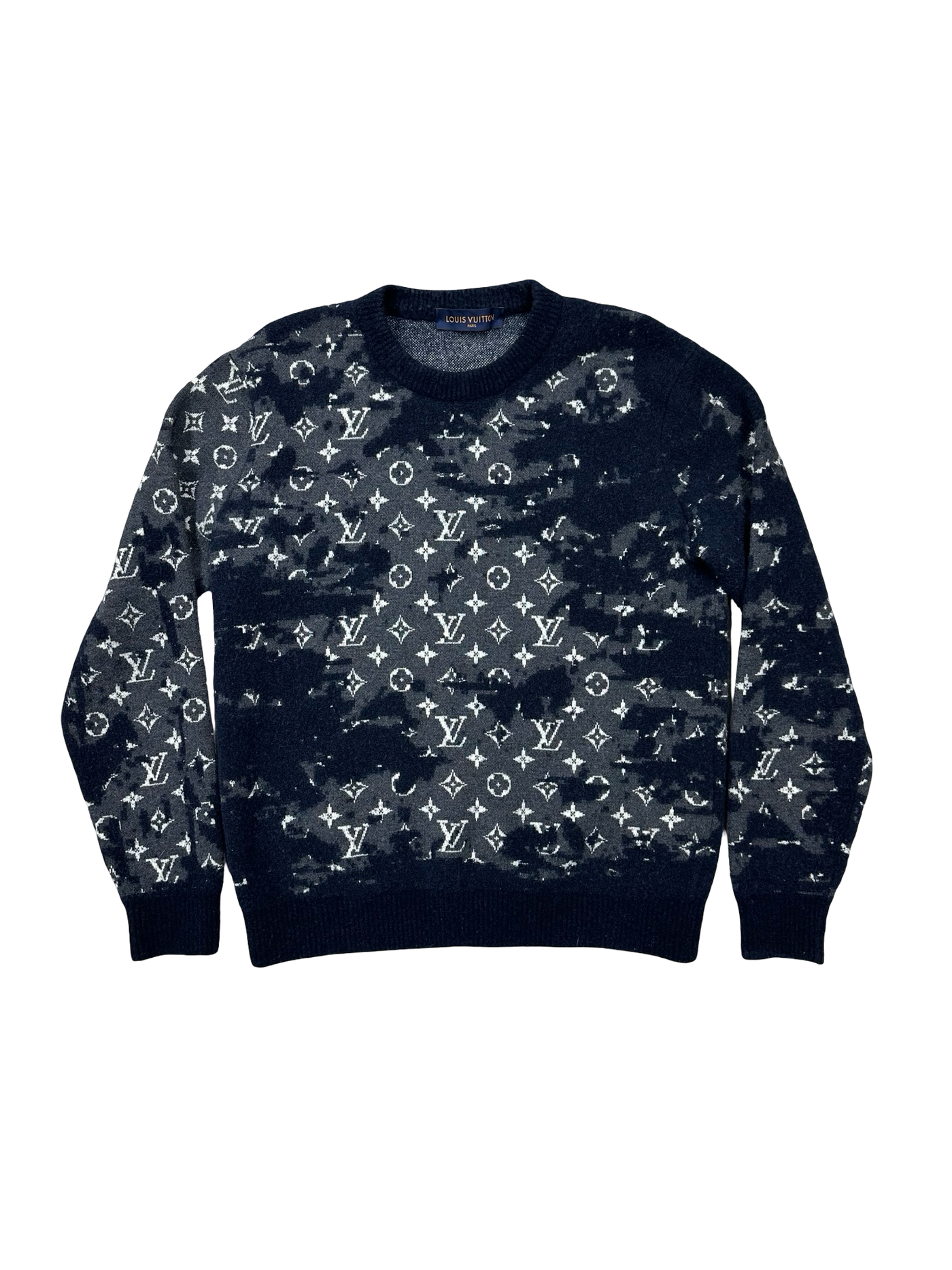 LV Distressed Flock Monogram Crewneck Pullover