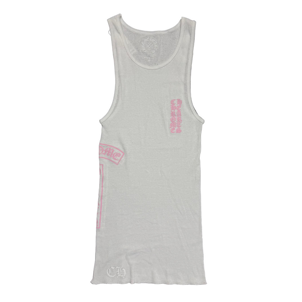 Chrome Hearts T Bar Rib Tank Top White Pink