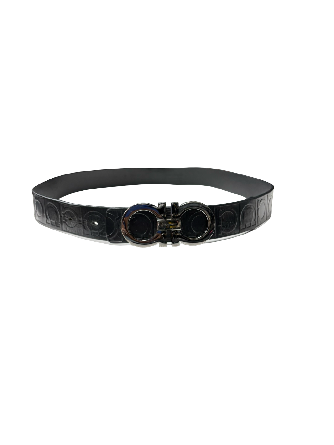 Salvatore Ferragamo Gancini Belt Black With Silver-Tone Logo Buckle