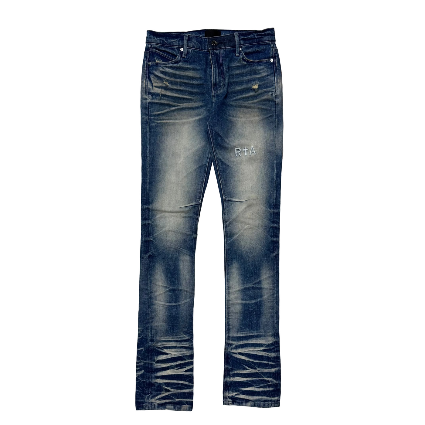 RTA Oliver Stacked Skinny Jeans Medium Blue Wash