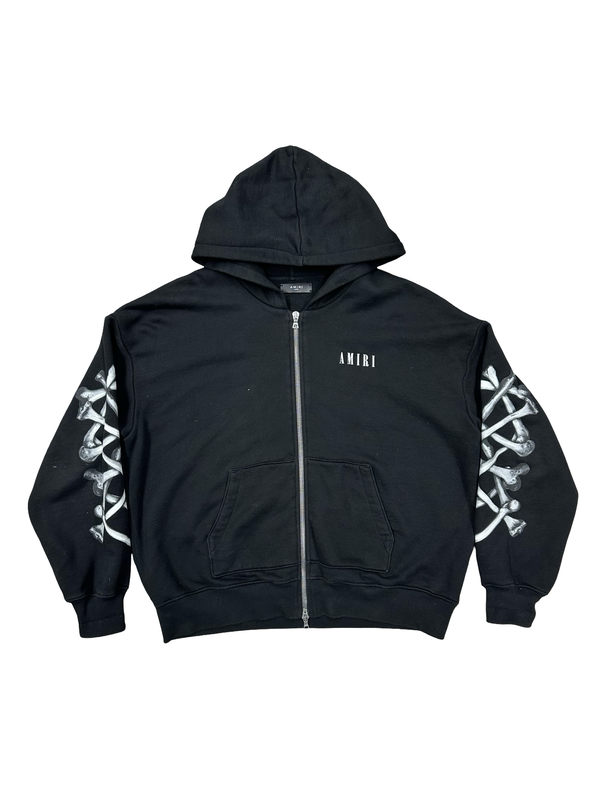 Amiri Bones Zipup Hoodie Black
