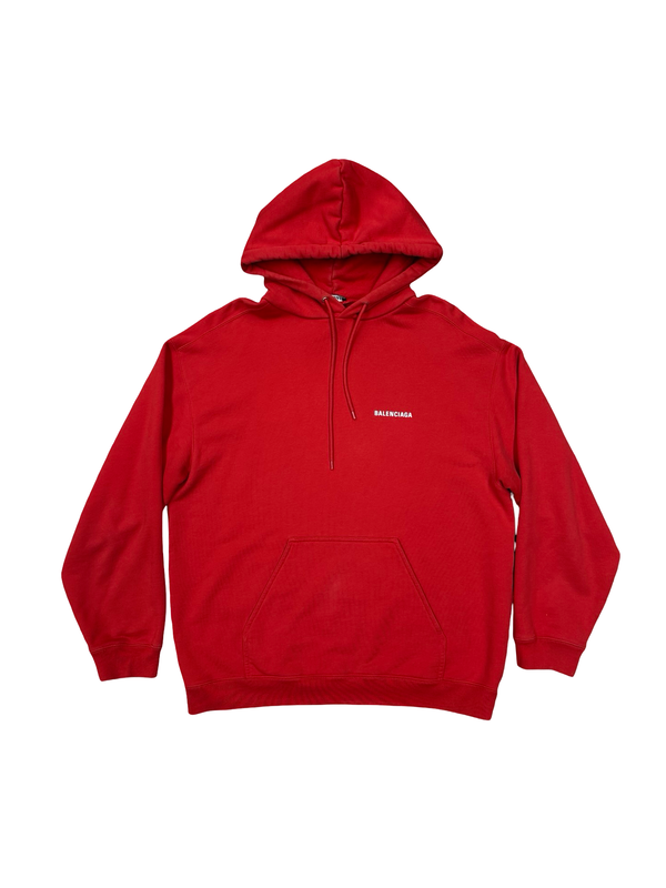 Balenciaga Front & rear Logo Hoodie Red