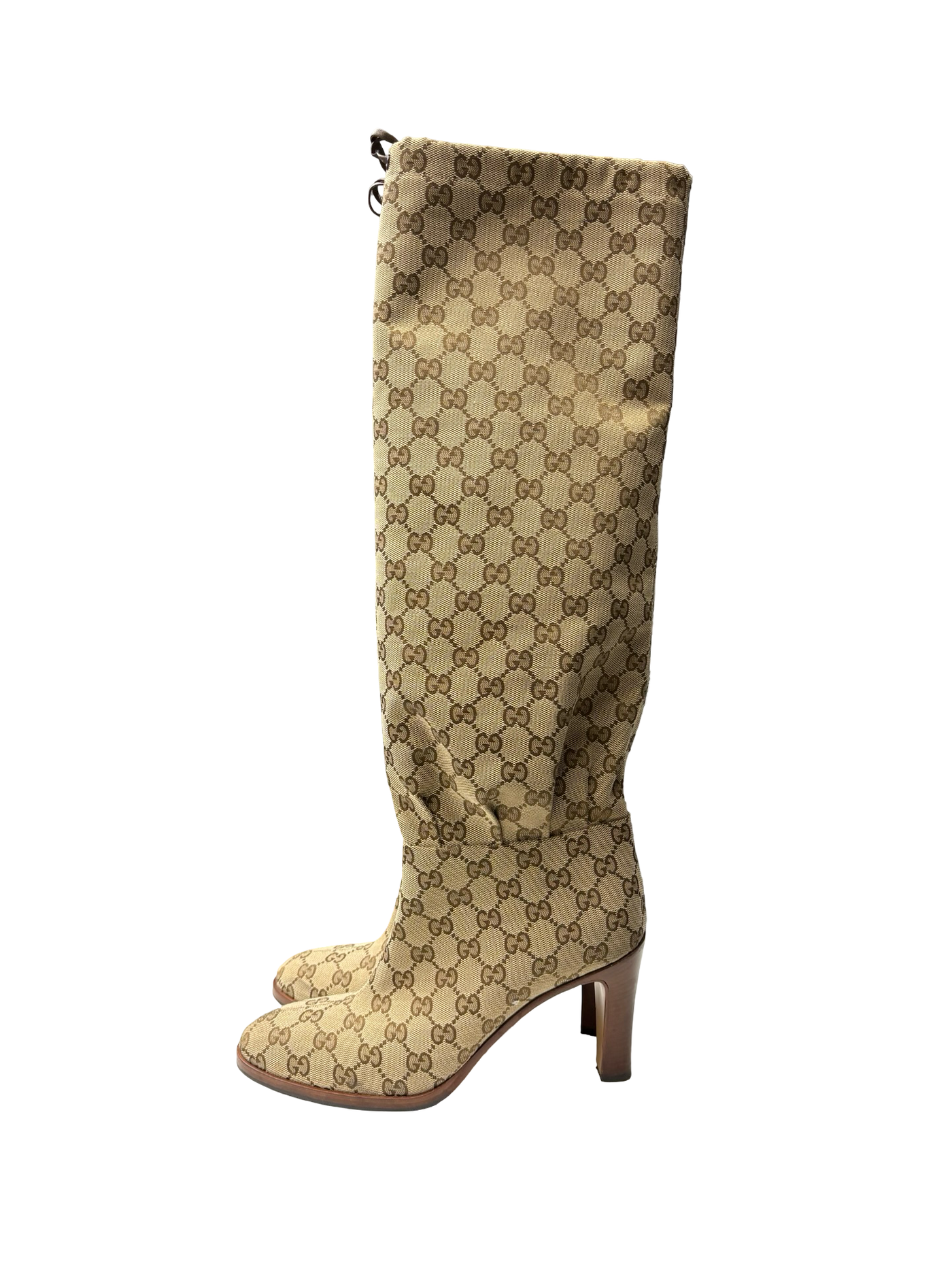 Gucci Monogram Lisa Knee-High Canvas Boots