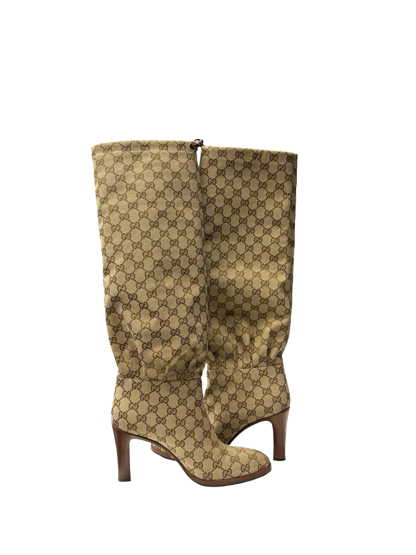 Gucci Monogram Lisa Knee-High Canvas Boots