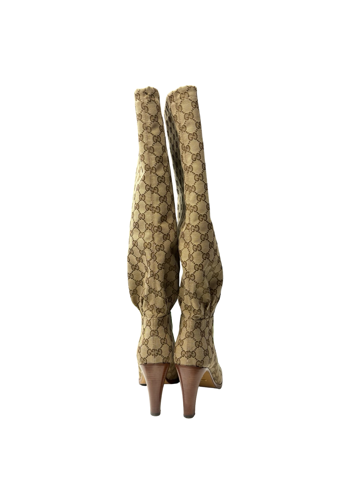 Gucci Monogram Lisa Knee-High Canvas Boots