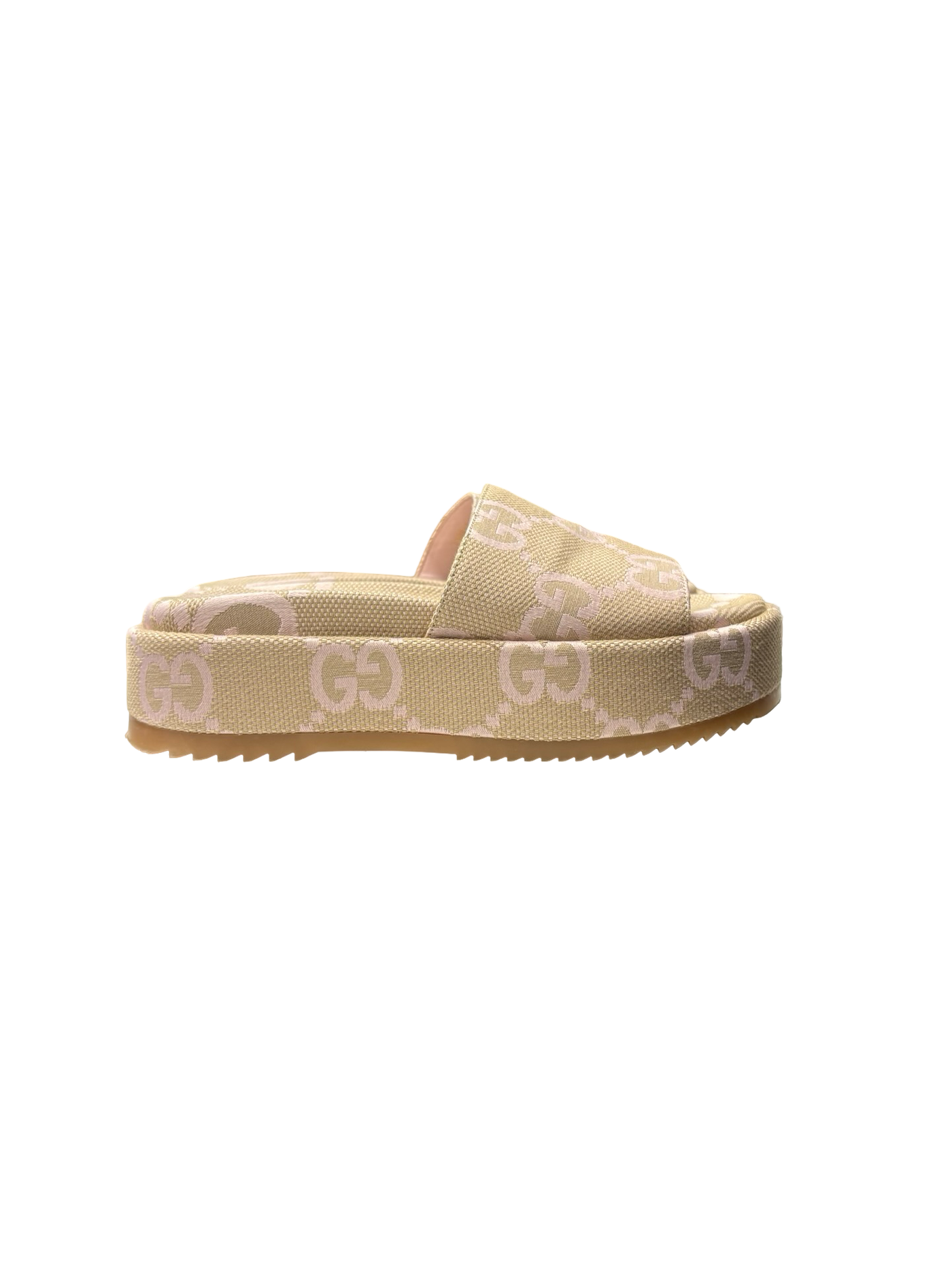 Gucci Monogram Jumbo GG Angelina Platform Slide Pink Beige