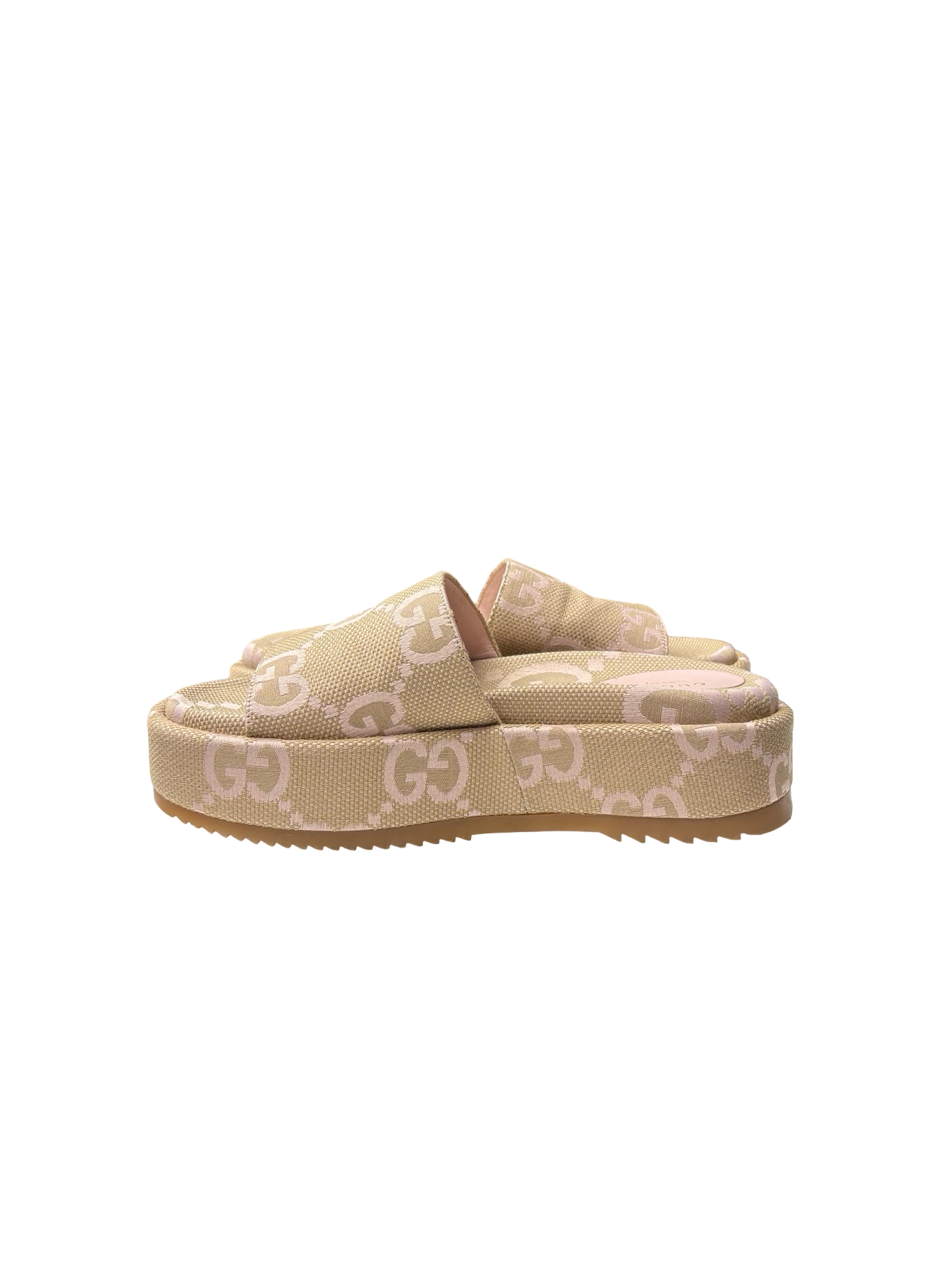 Gucci Monogram Jumbo GG Angelina Platform Slide Pink Beige