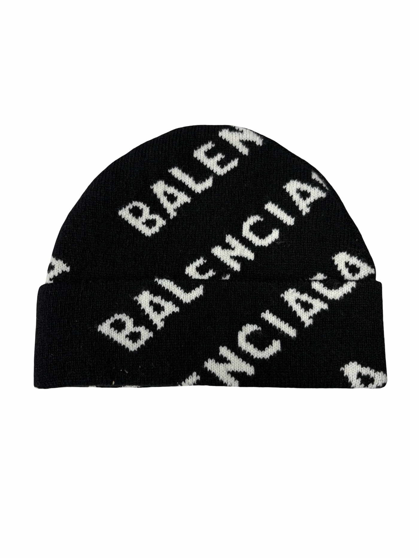 Balenciaga Allover Logo Beanie Black White