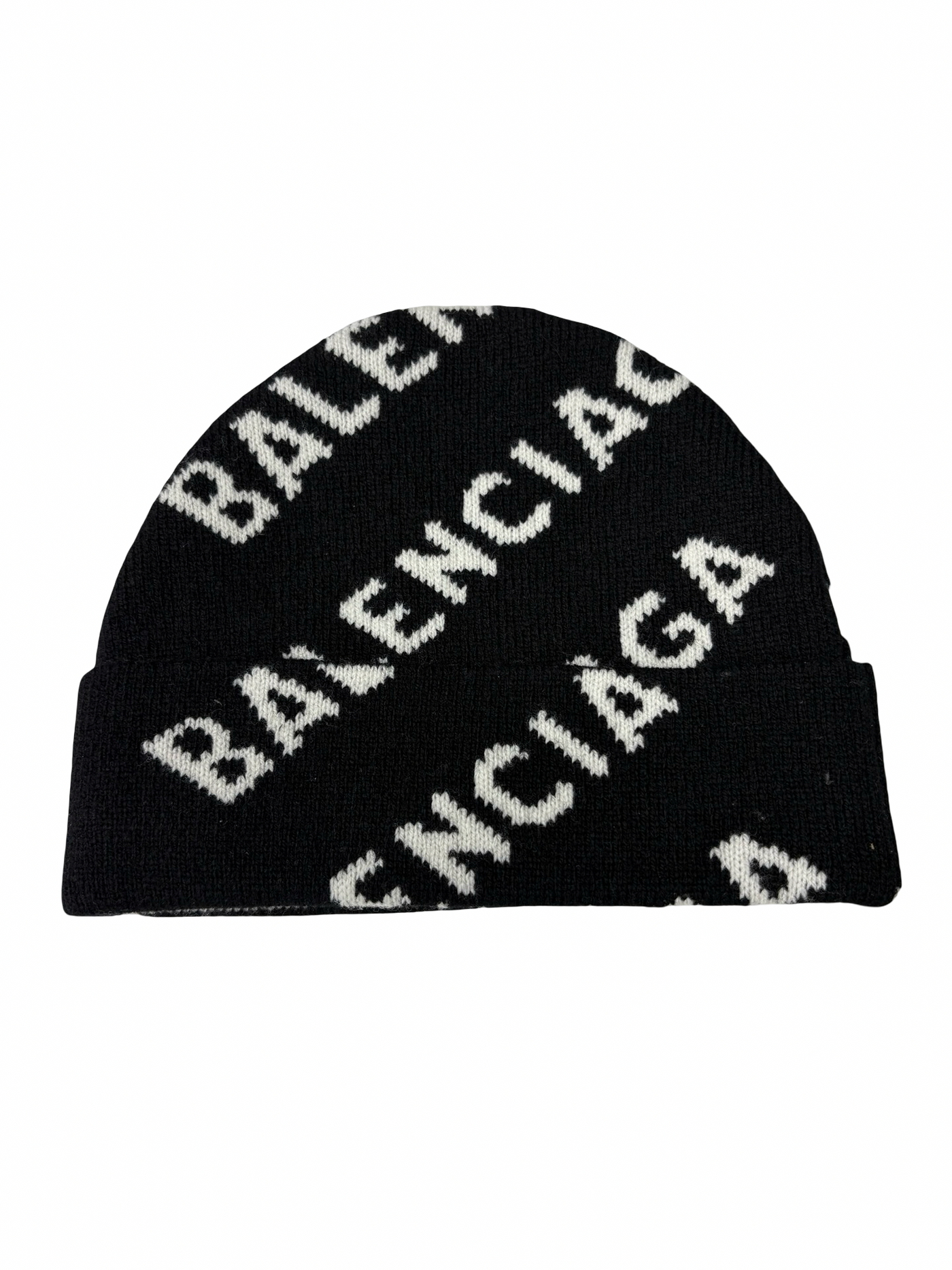 Balenciaga Allover Logo Beanie Black White