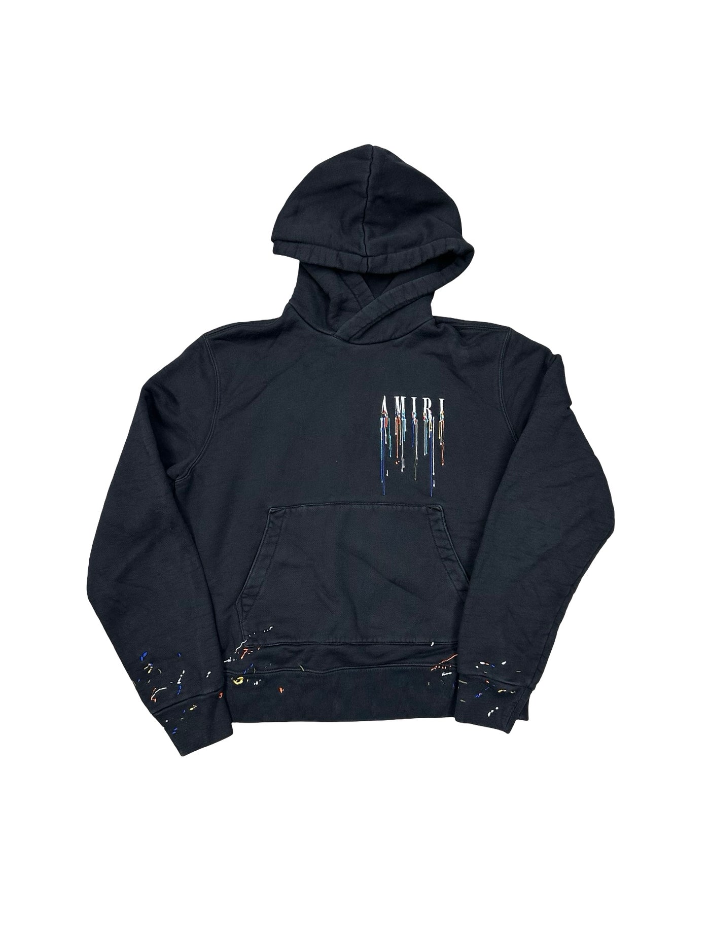 Amiri Black Embroidered Paint Drip Core Logo Hoodie Black