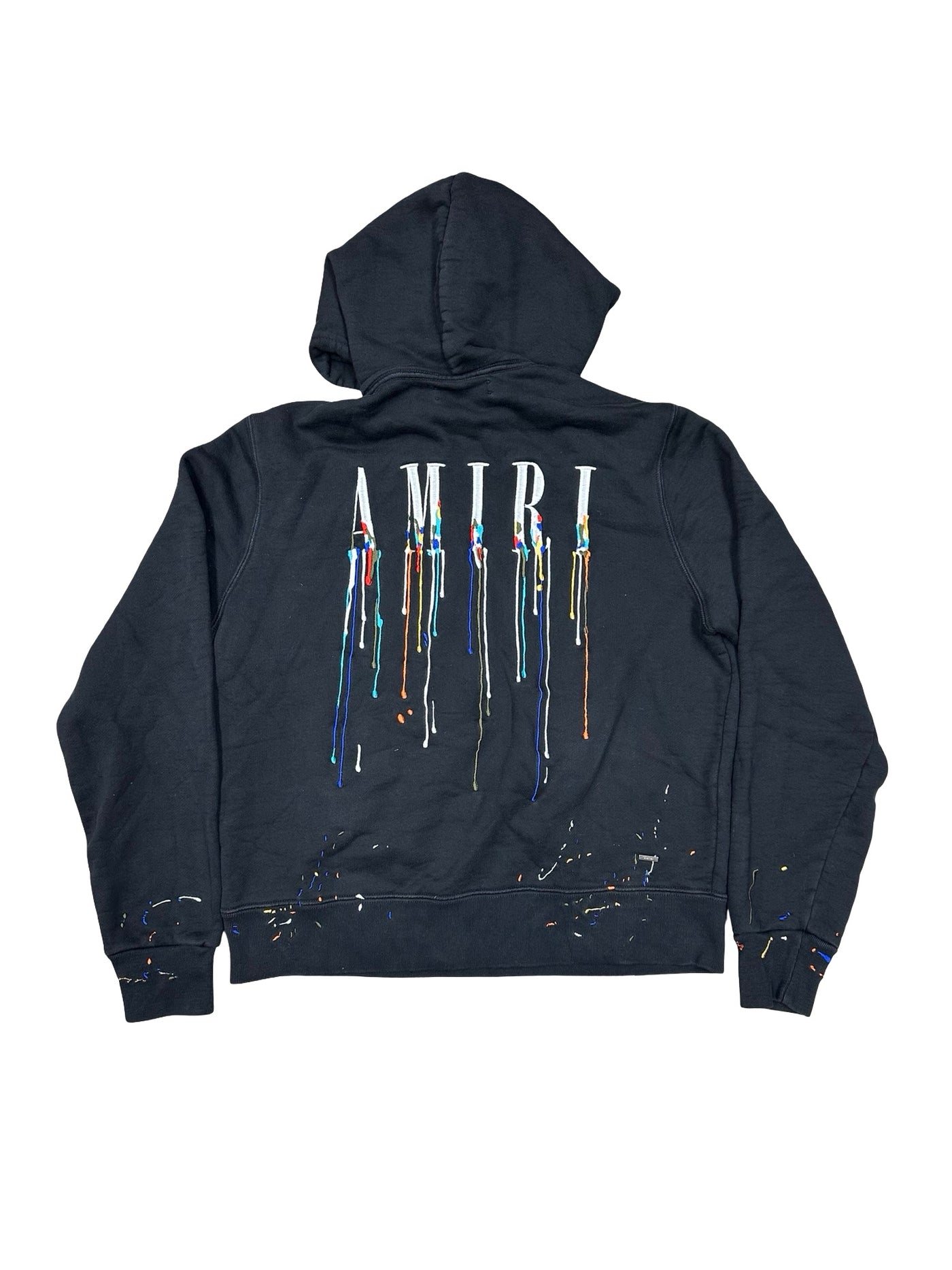 Amiri Black Embroidered Paint Drip Core Logo Hoodie Black