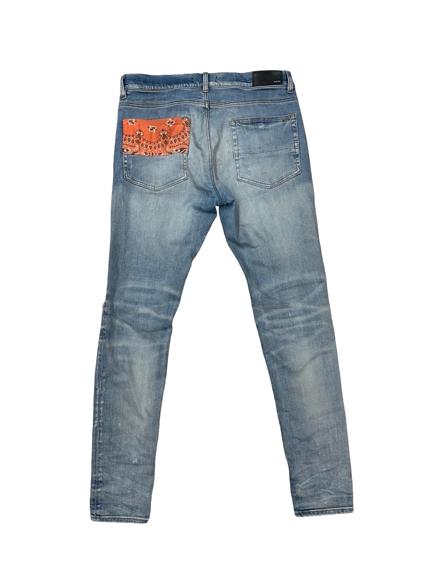Amiri Vintage Bandan Artpatch Skinny Jeans Clay Indigo Blue