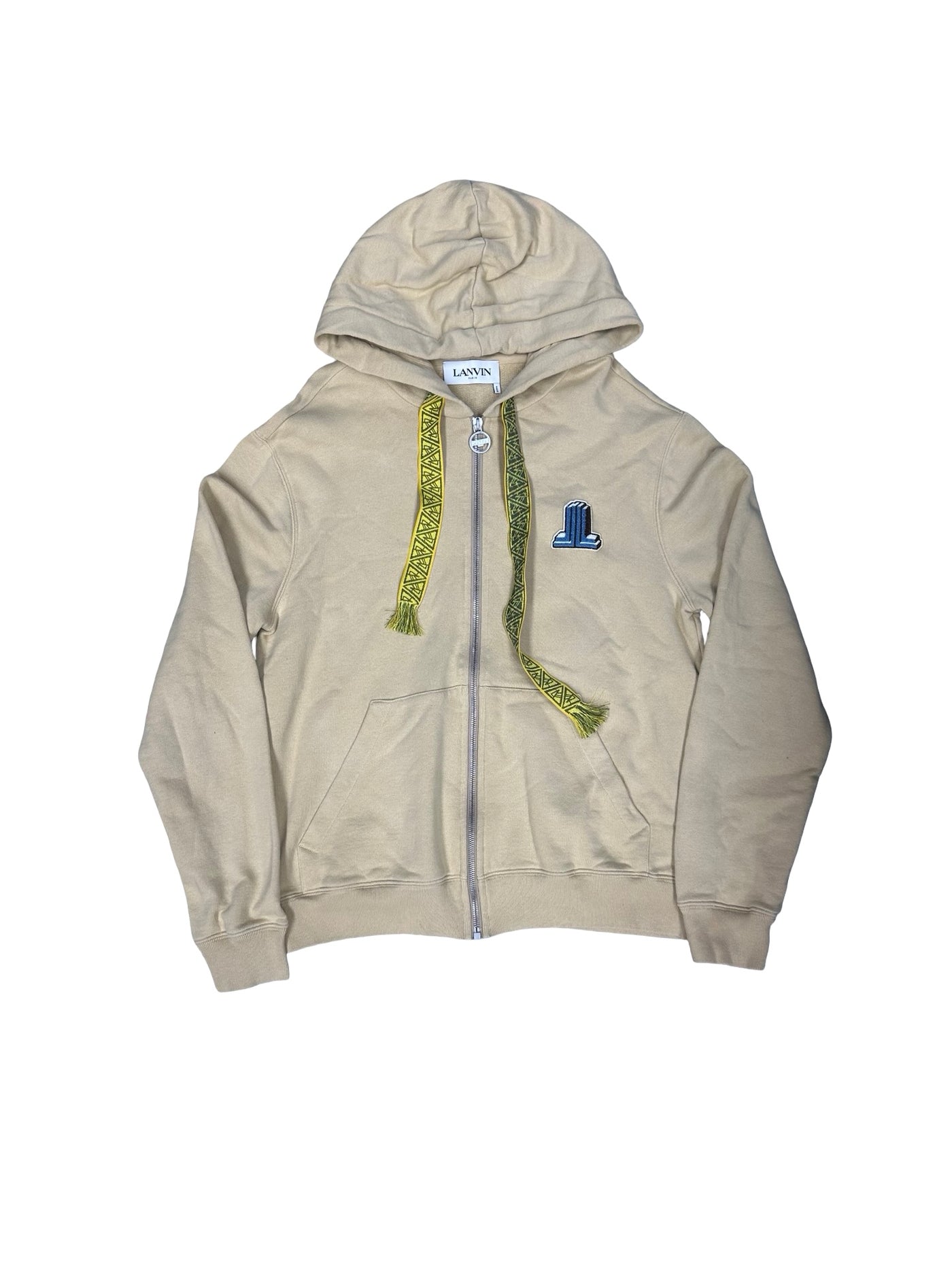 Lanvin Printed Zip Up Hoodie Beige