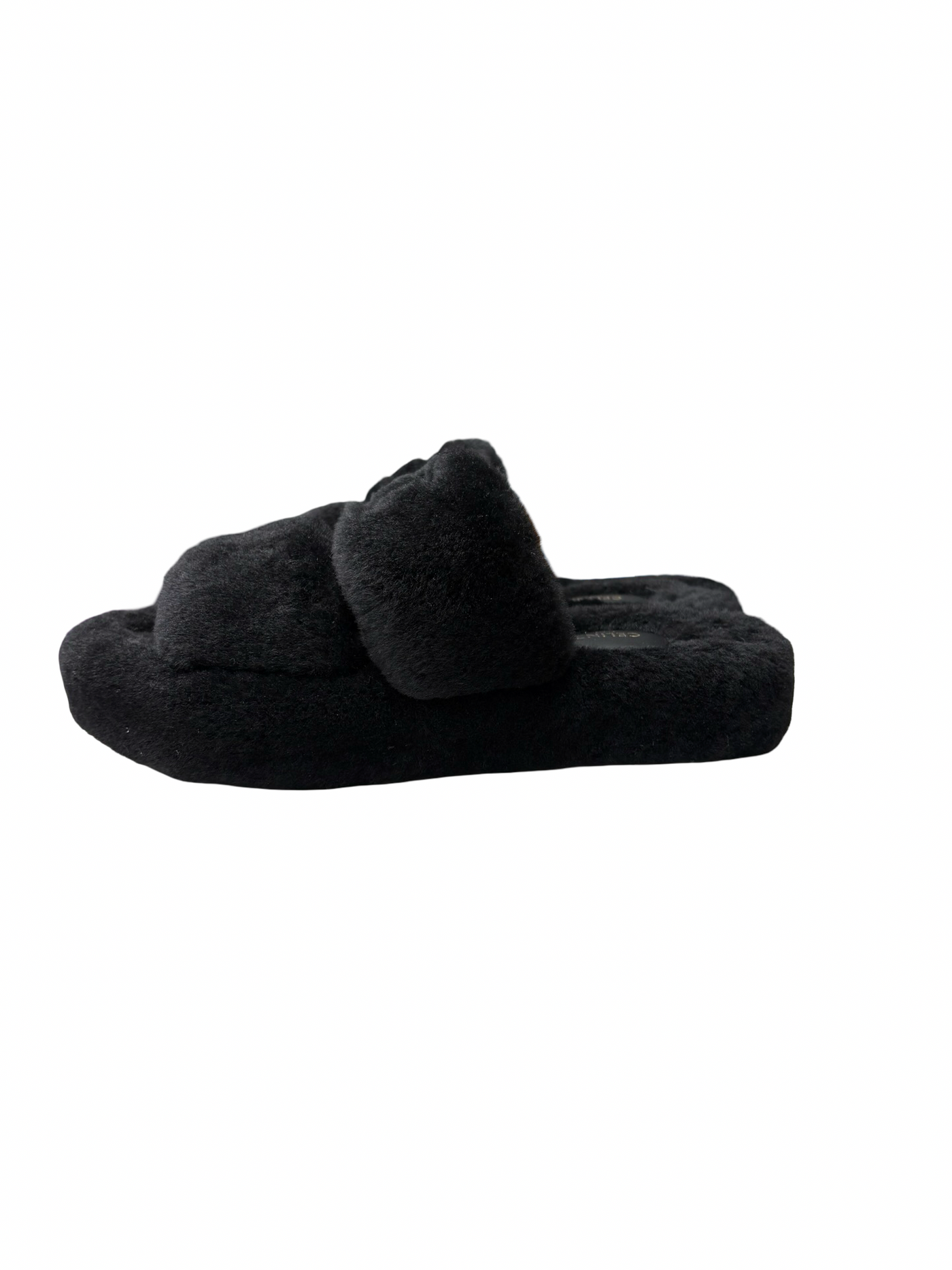 Celine Paris Triomphe Shearling Slides Black