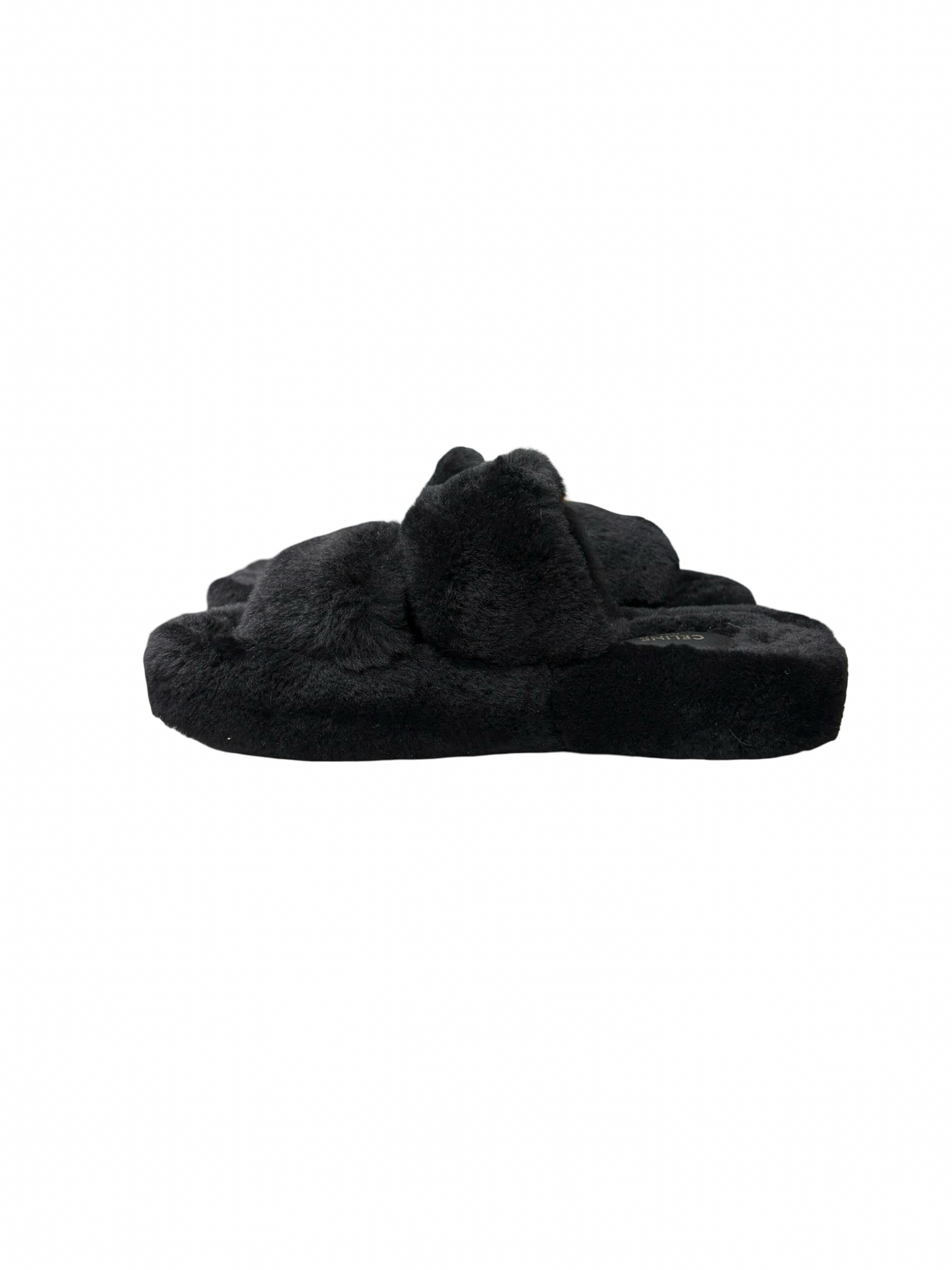 Celine Paris Triomphe Shearling Slides Black