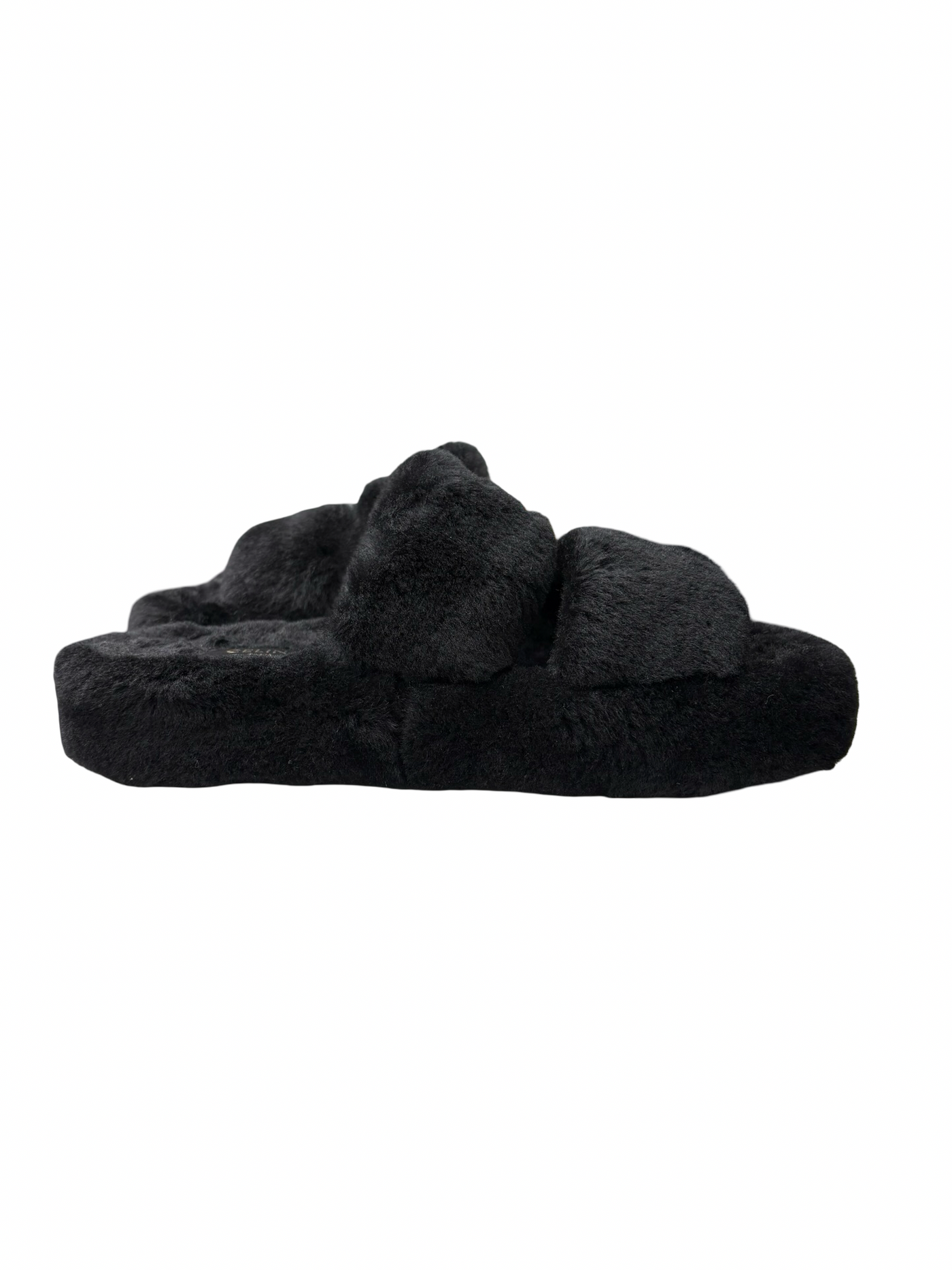 Celine Paris Triomphe Shearling Slides Black