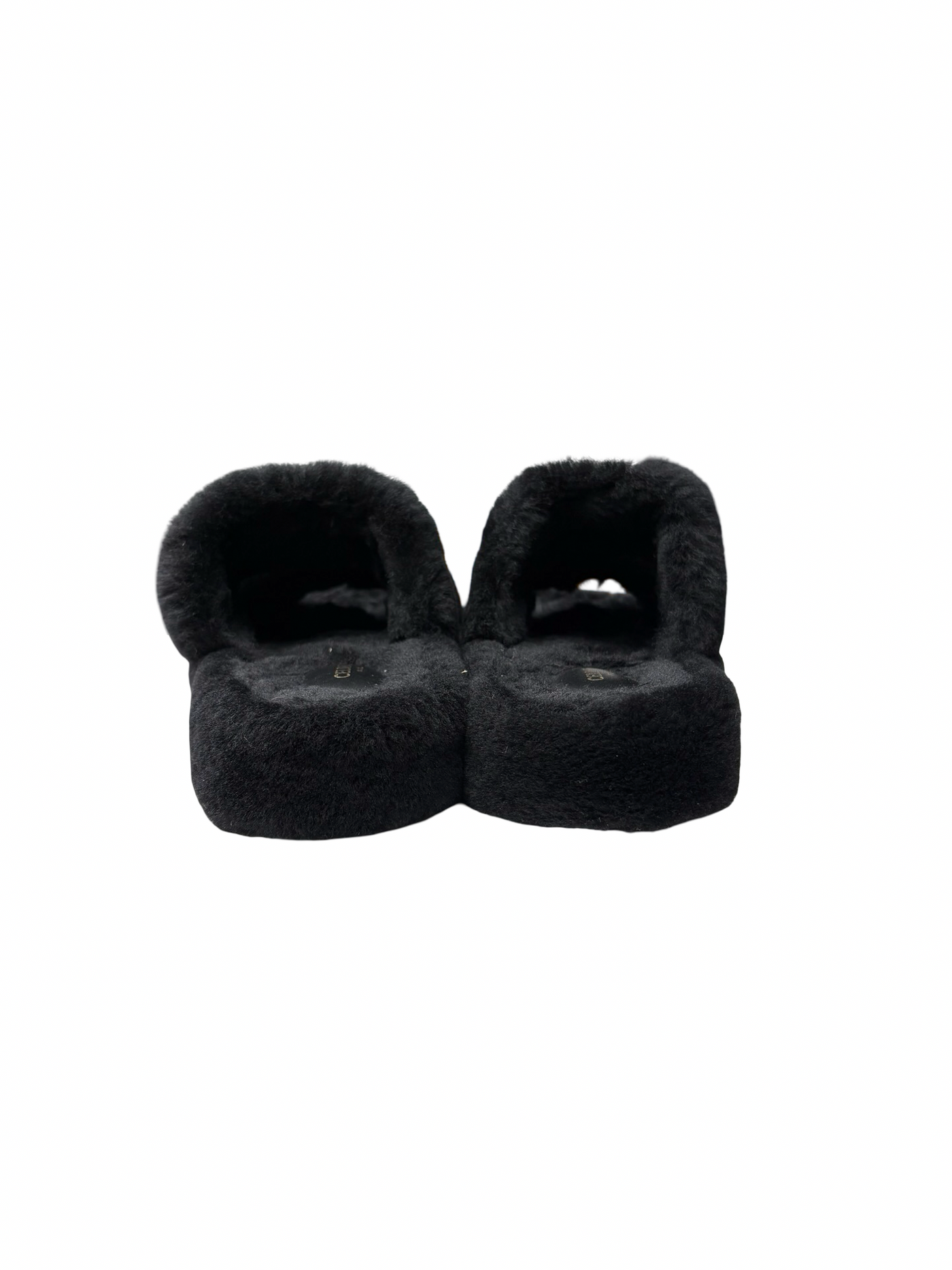 Celine Paris Triomphe Shearling Slides Black