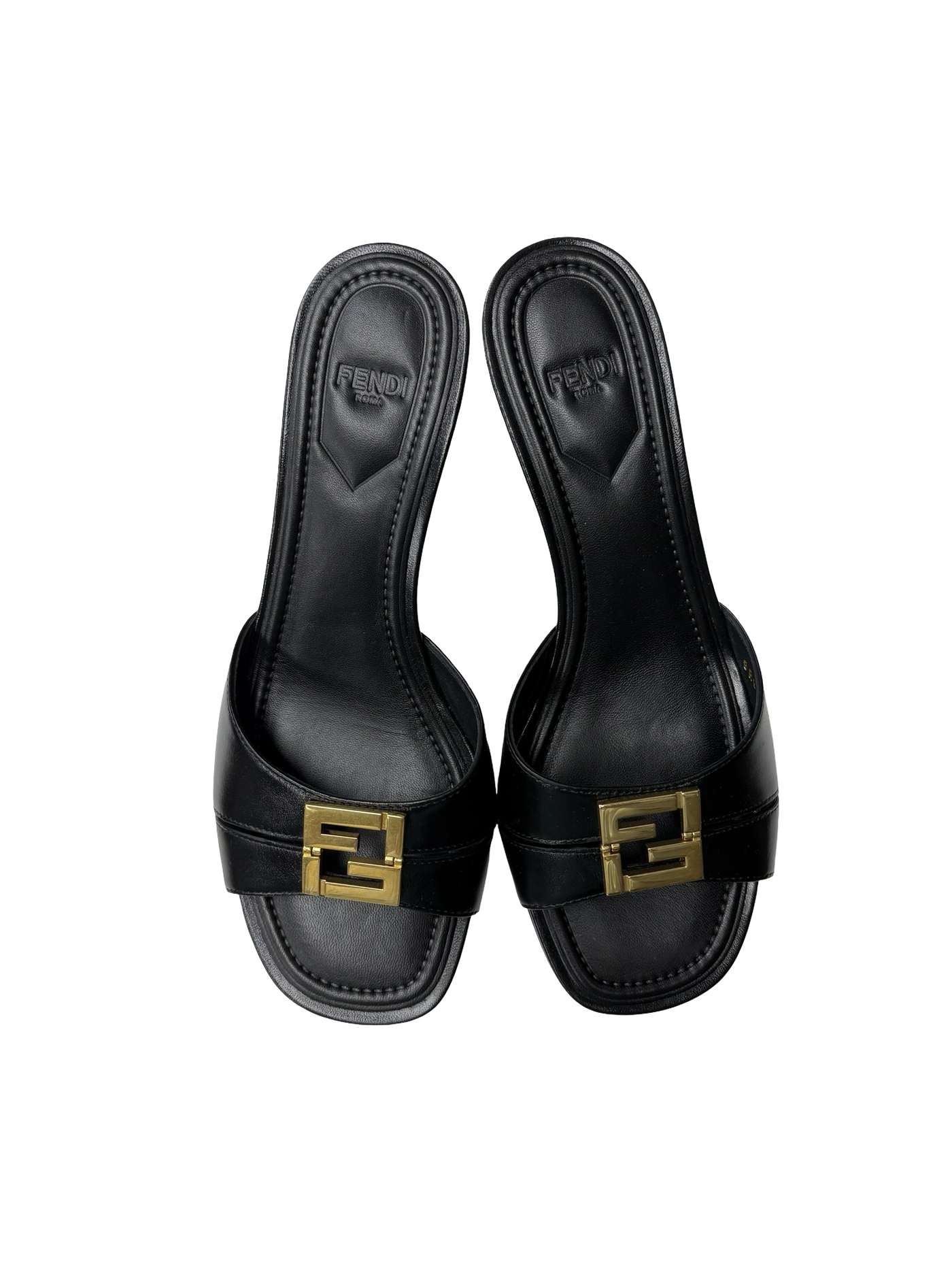 Fendi FFold Leather Mules Black