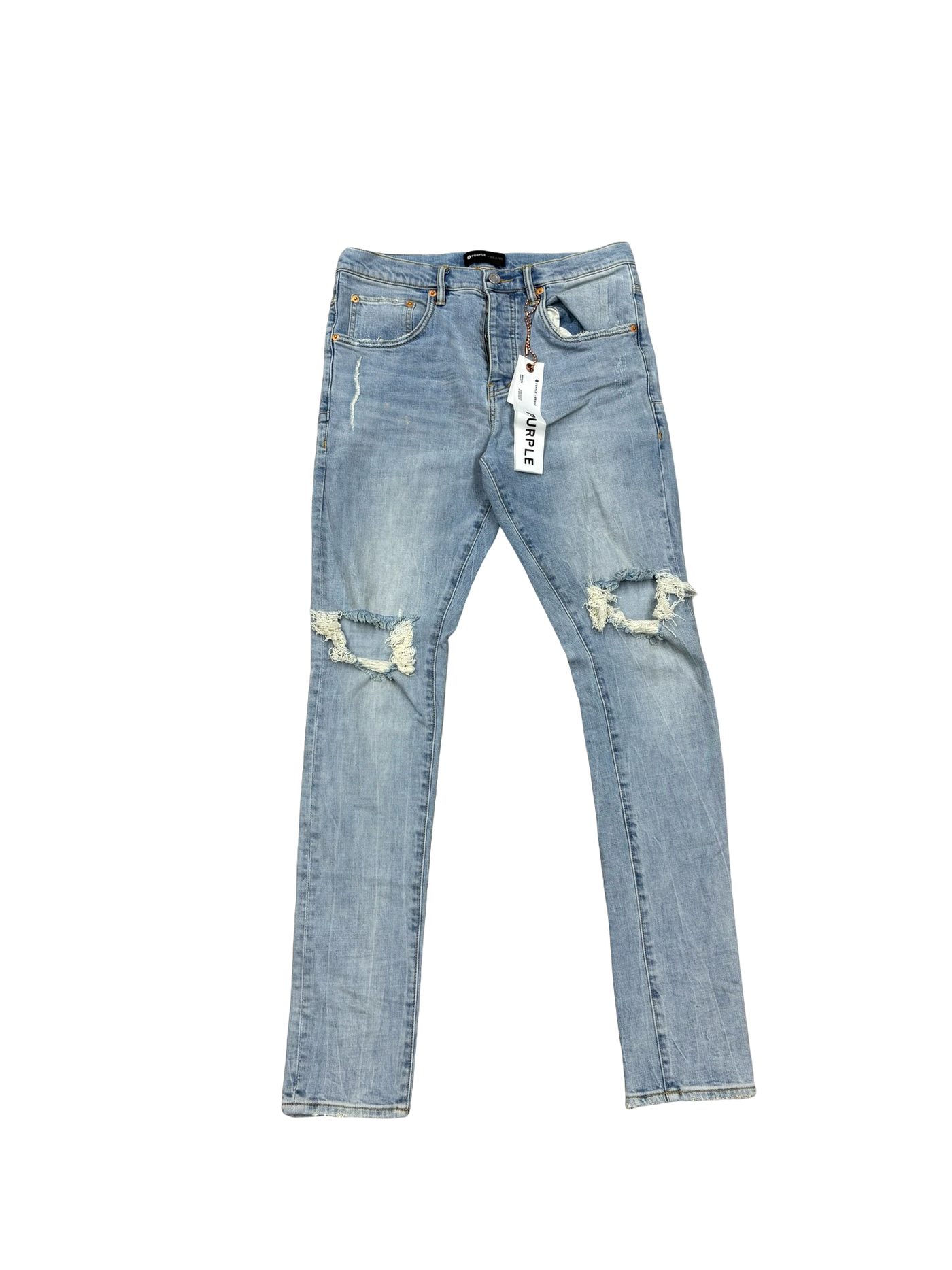 Purple Brand P002 Distressed Slim -Fit Jeans Light Indigo Blue