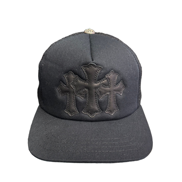 Chrome Hearts Triple Cross Cemetery Trucker Hat Black