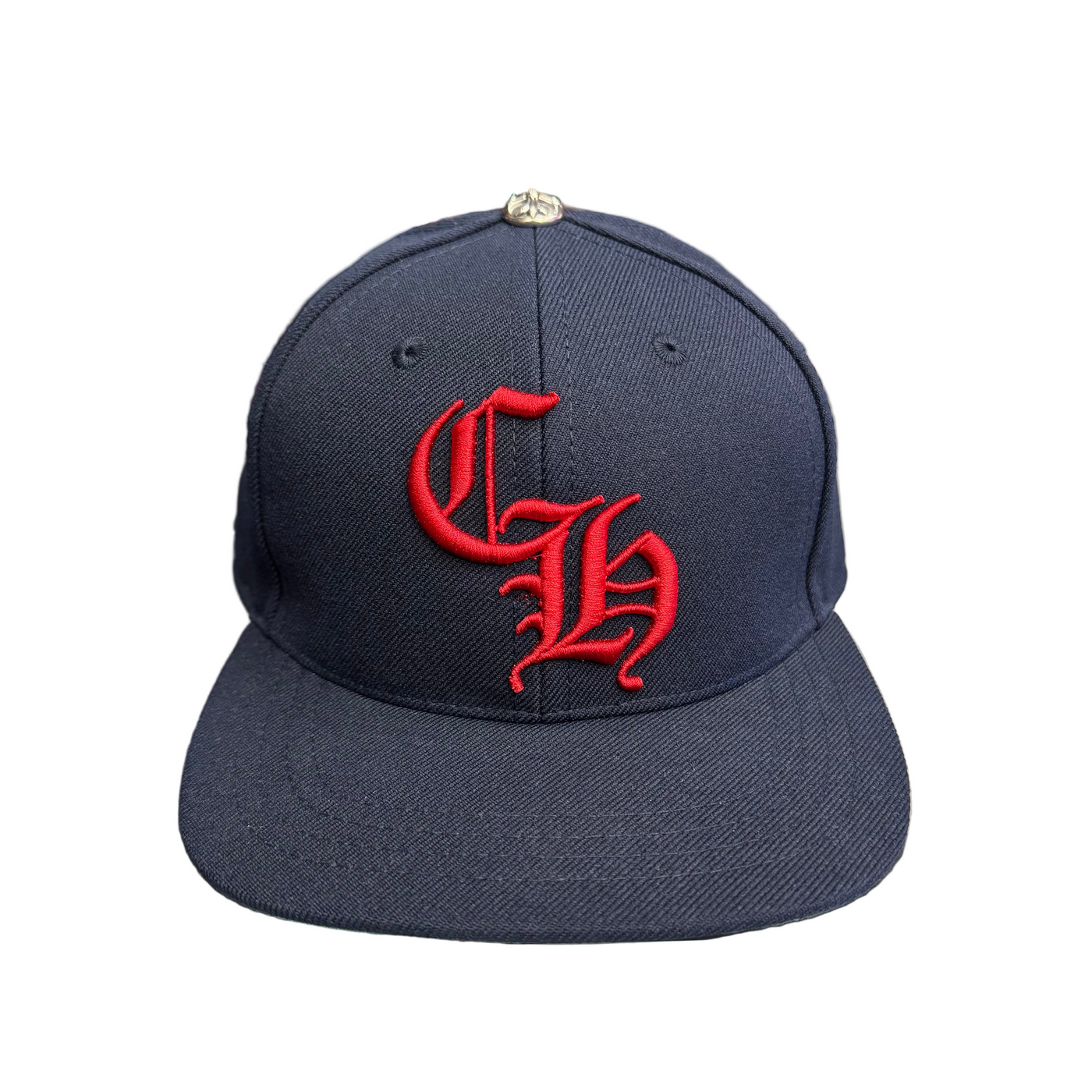 Chrome Hearts CH Logo Trucker Hat Navy Red