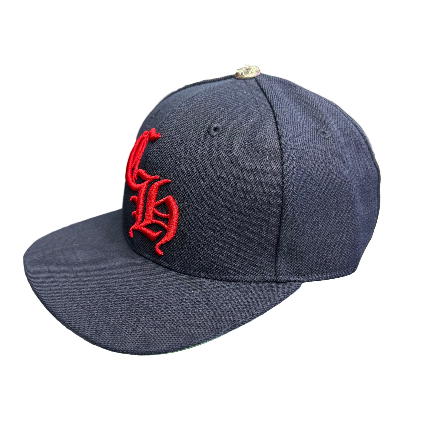 Chrome Hearts CH Logo Trucker Hat Navy Red