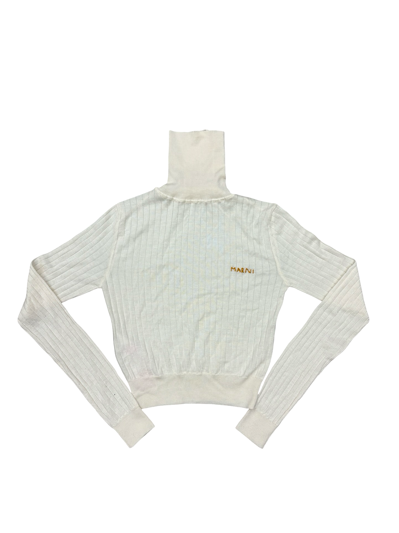 WMNS Marni Turtleneck Ribbed Wool-Silk Sweater White