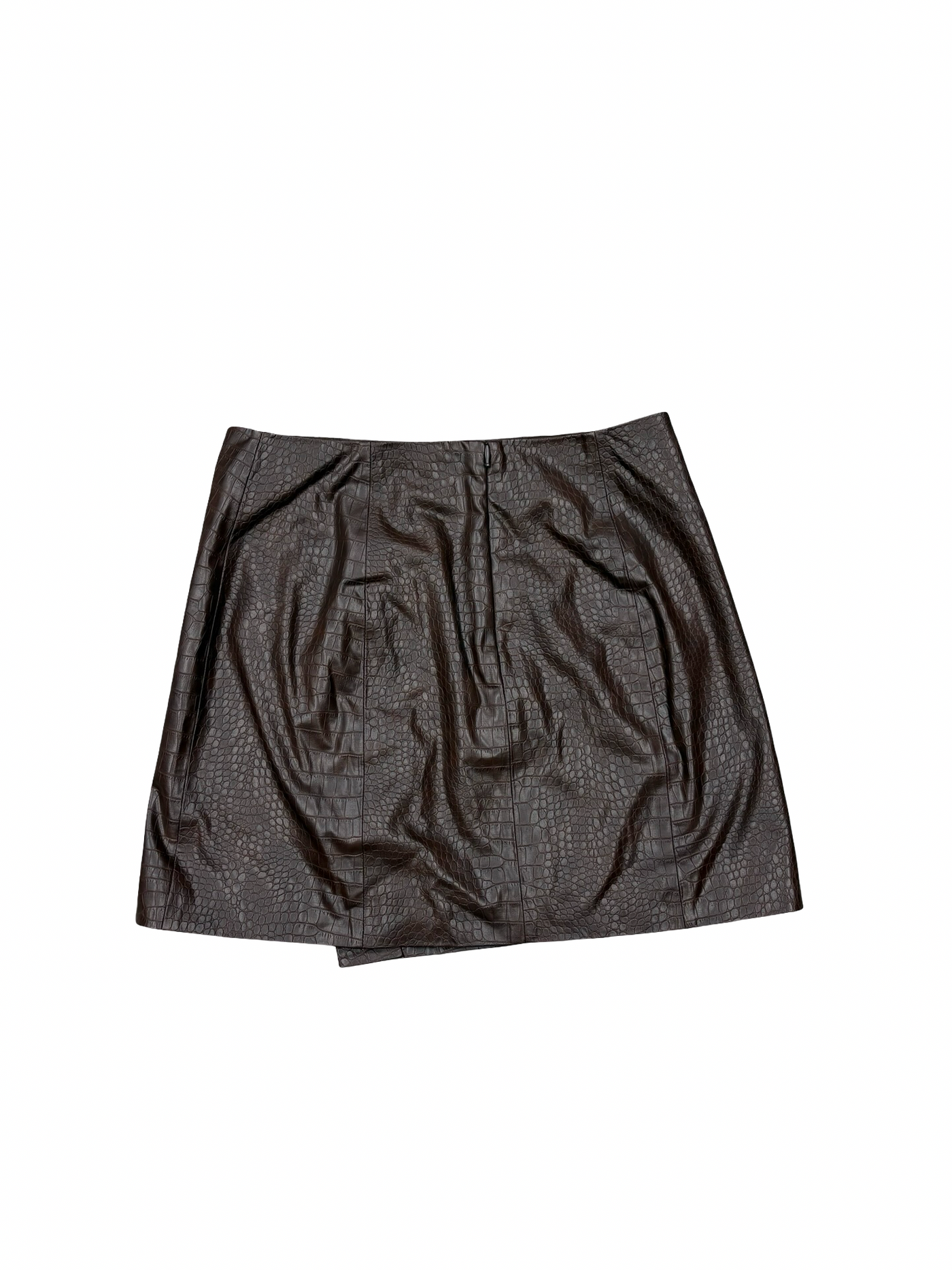 Veronica Beard Crocodile-Embossed Mini Skirt Brown