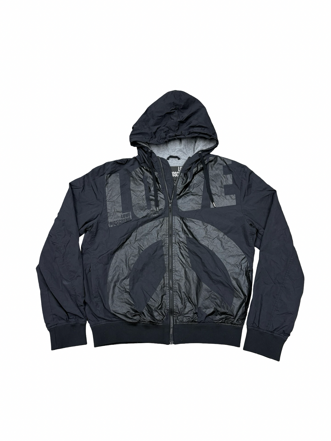 Moschino Love Nylon Hooded Jacket Black