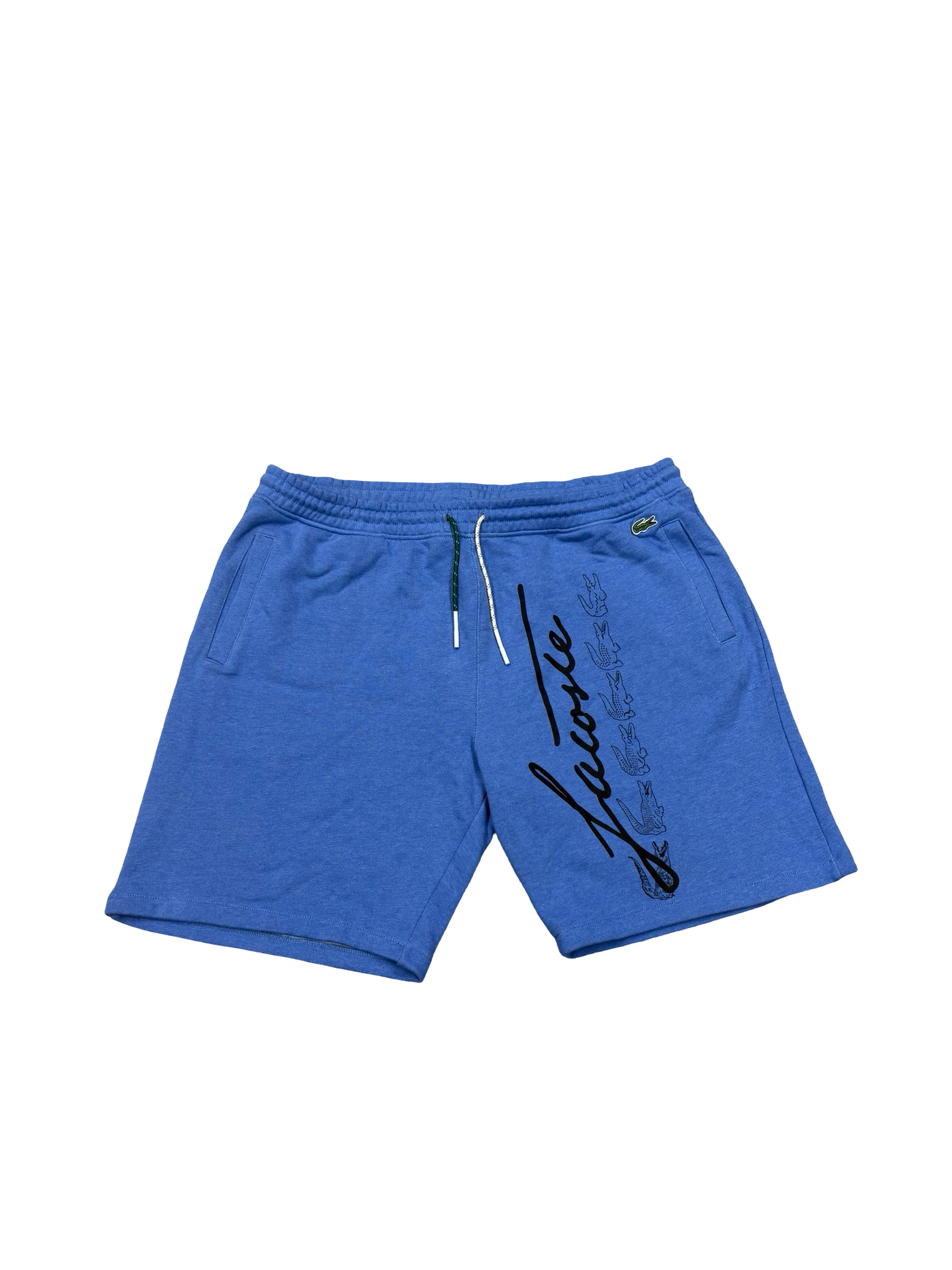 Lacoste Men's Signature Print Cotton Fleece Shorts Blue