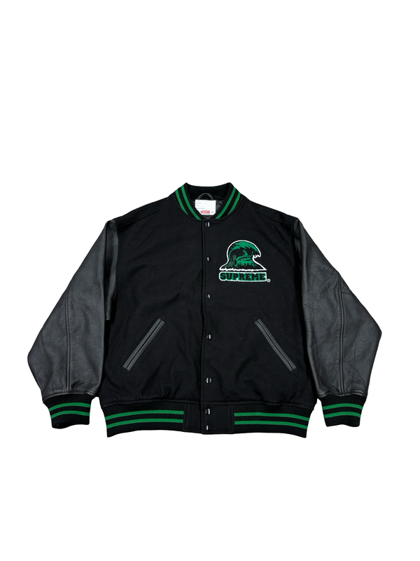 Supreme Wave Varsity Jacket Black Green