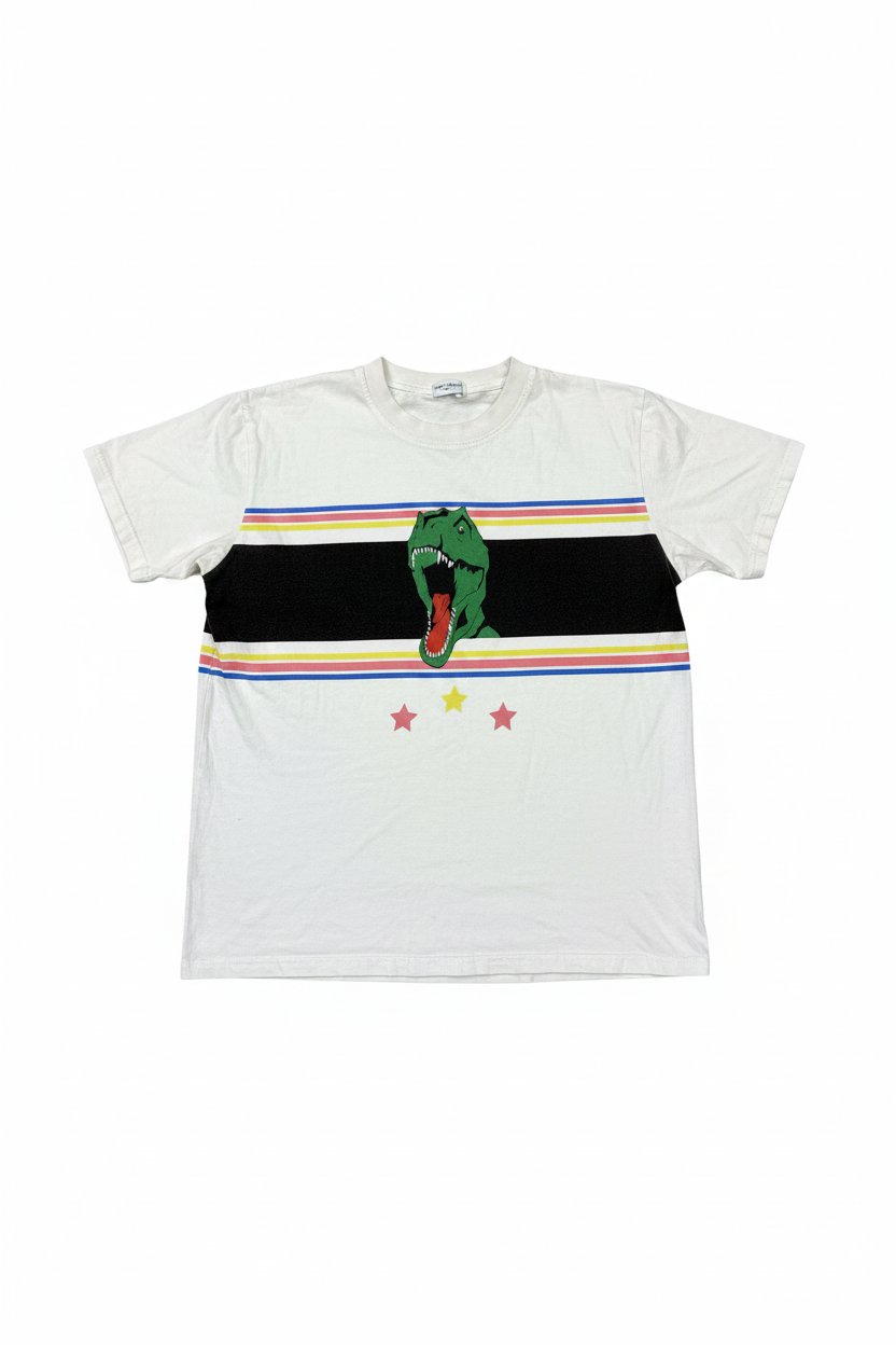 Saint Laurent Dinosaur Print T-Shirt White