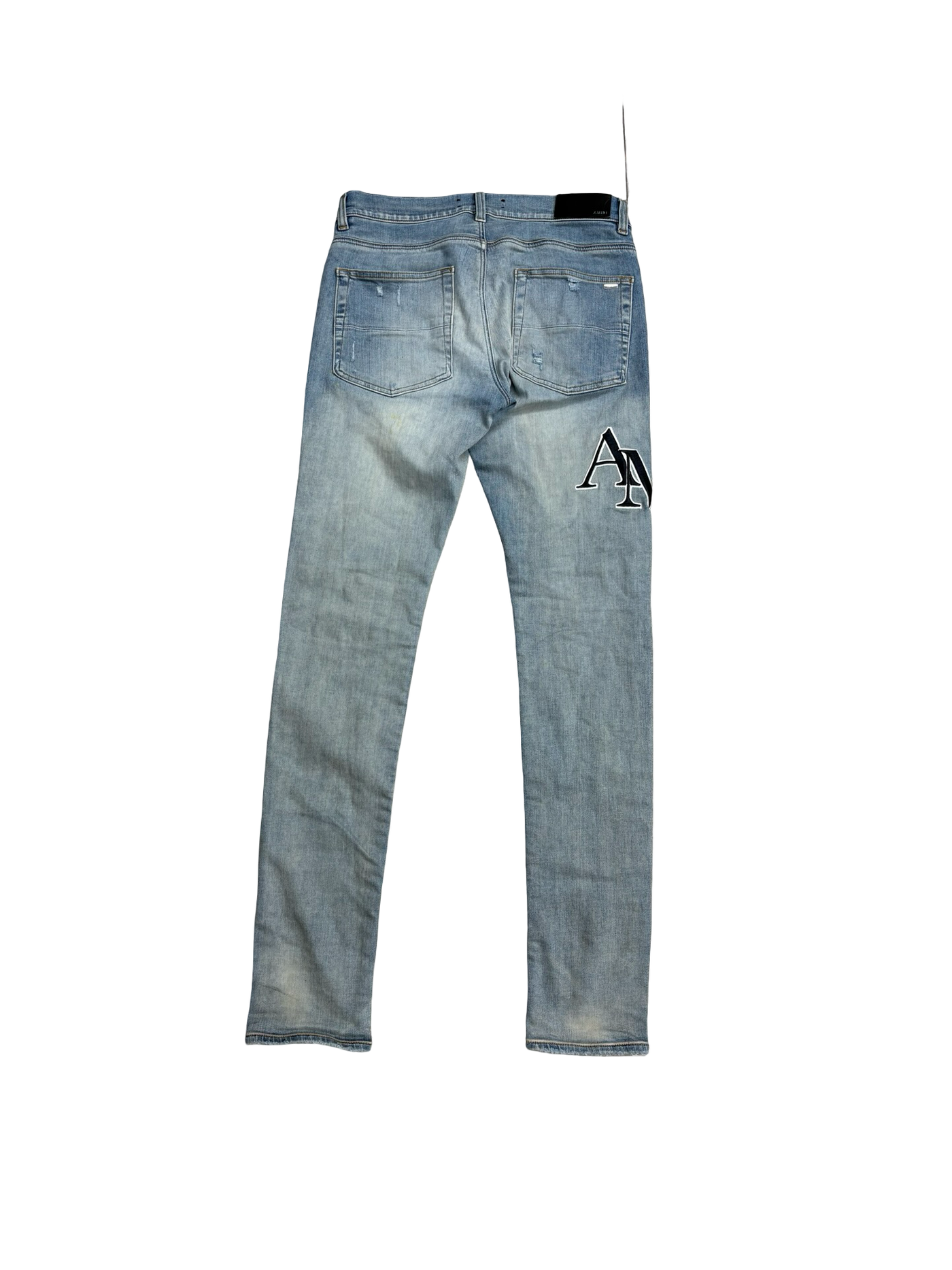 Amiri Staggered Logo Skinny Jeans Light Blue