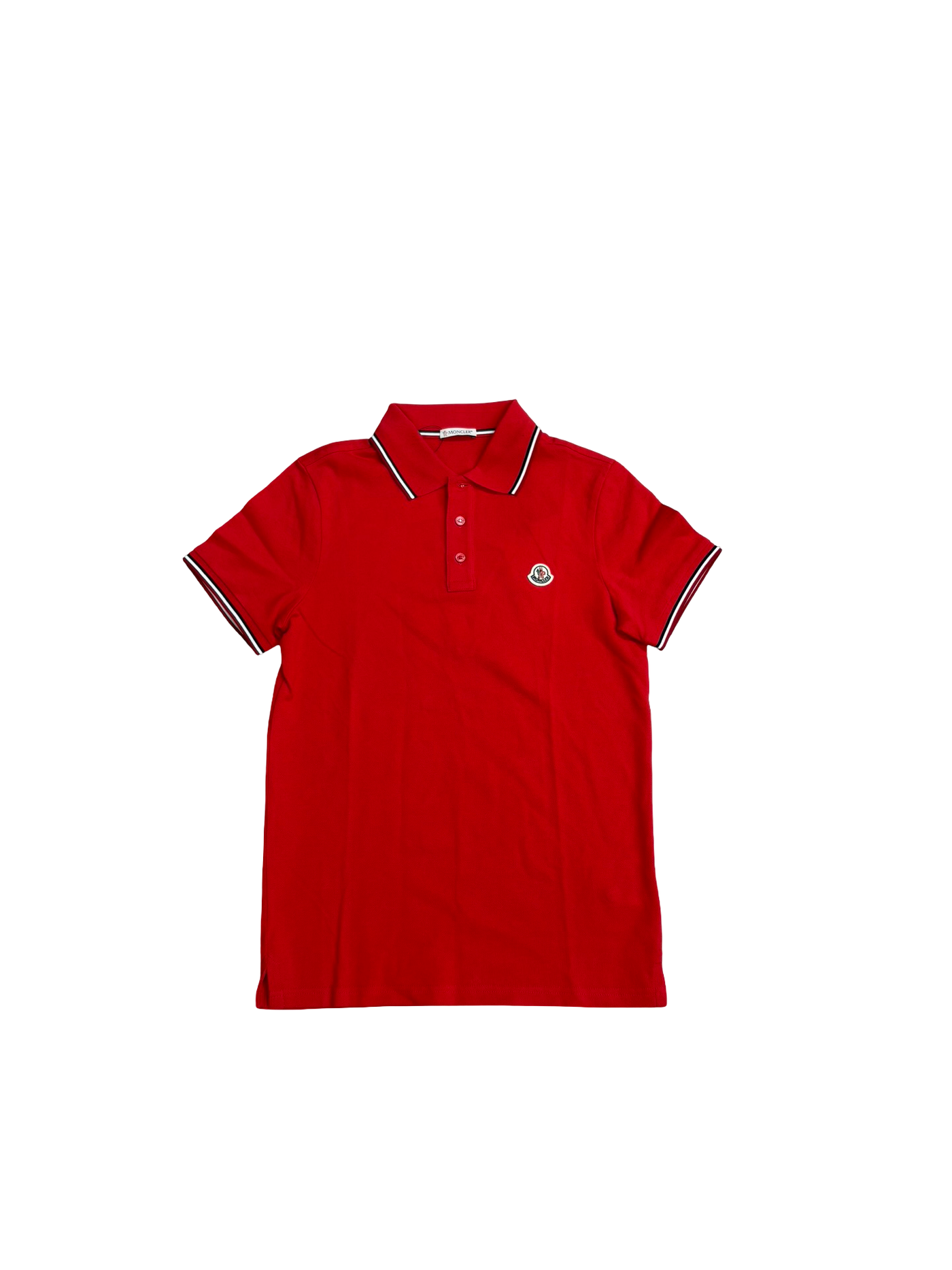Moncler Men's Classic Flag-Trim Polo Shirt Red