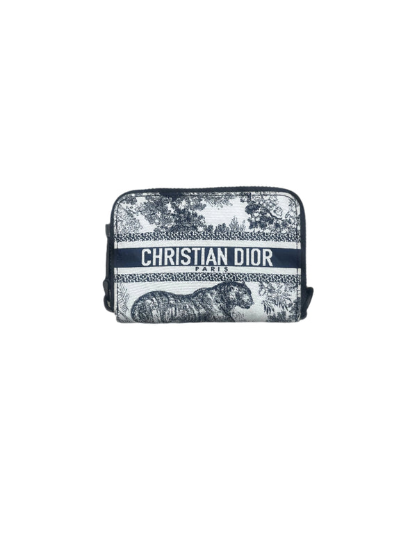 Christian Dior Technical Fabric Embroidered Toile De Jouy Dior Travel Card Holder