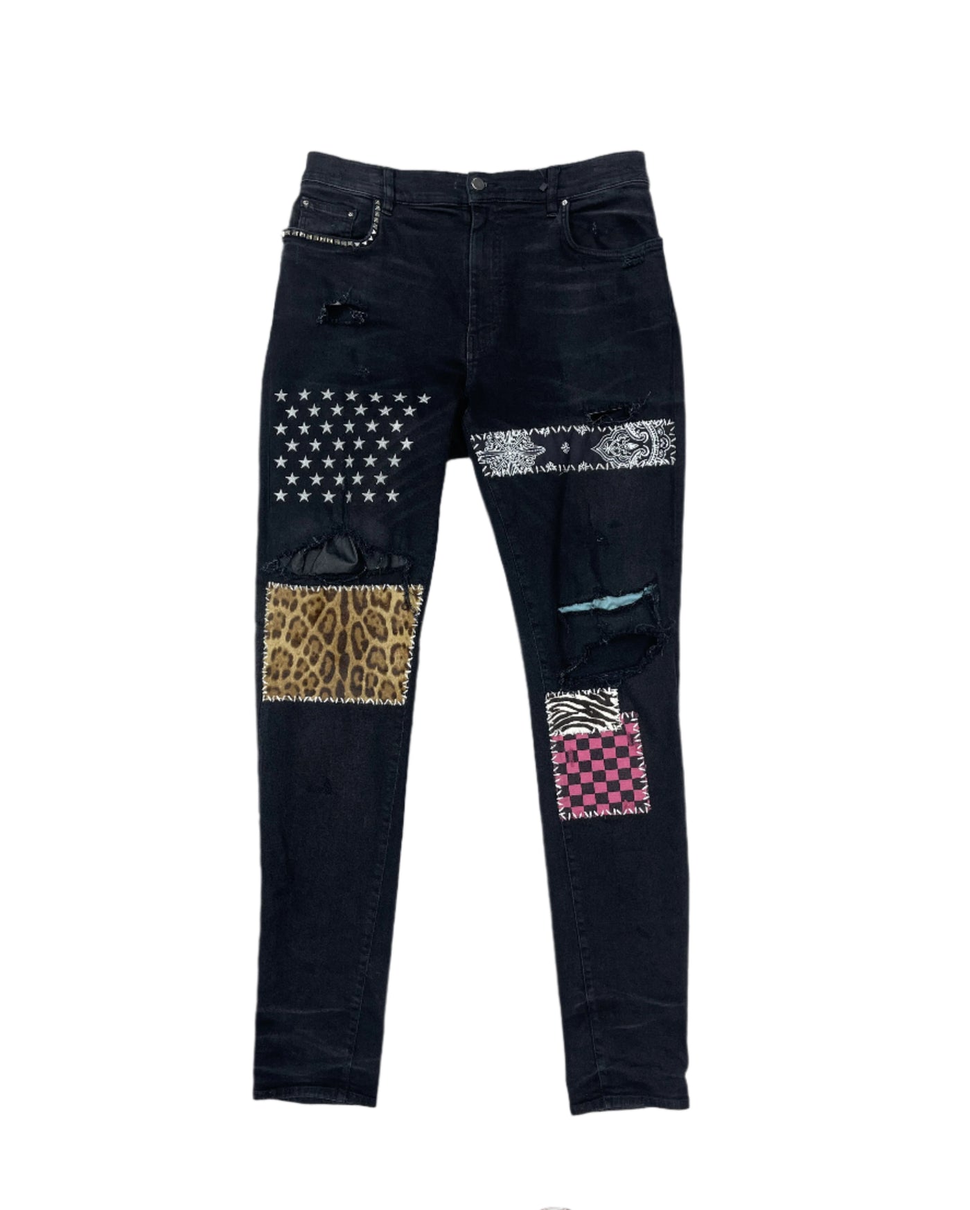 Amiri Black Patchwork Jeans